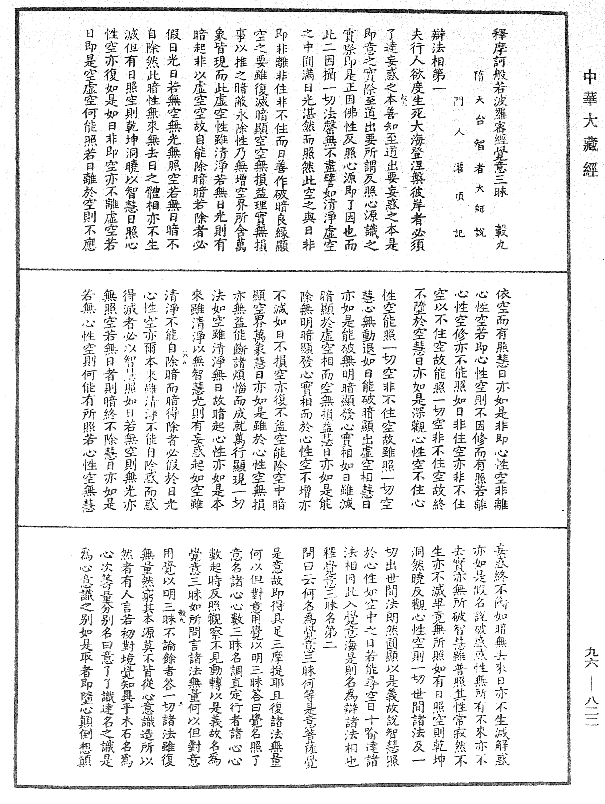 釋摩訶般若波羅密經覺意三昧《中華大藏經》_第96冊_第822頁