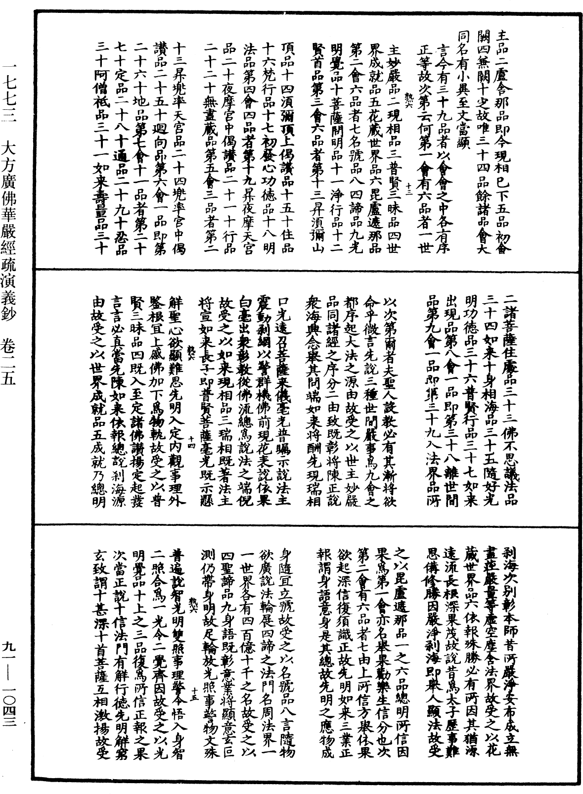 大方廣佛華嚴經疏演義鈔《中華大藏經》_第91冊_第1043頁