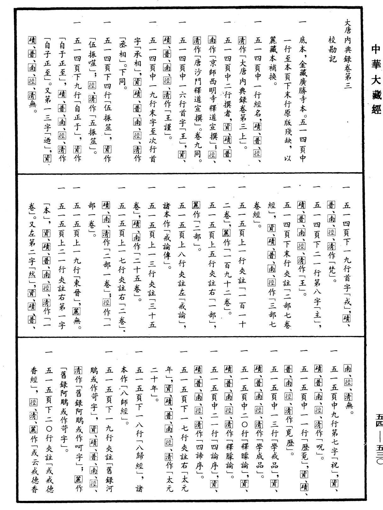 大唐内典录《中华大藏经》_第54册_第530页