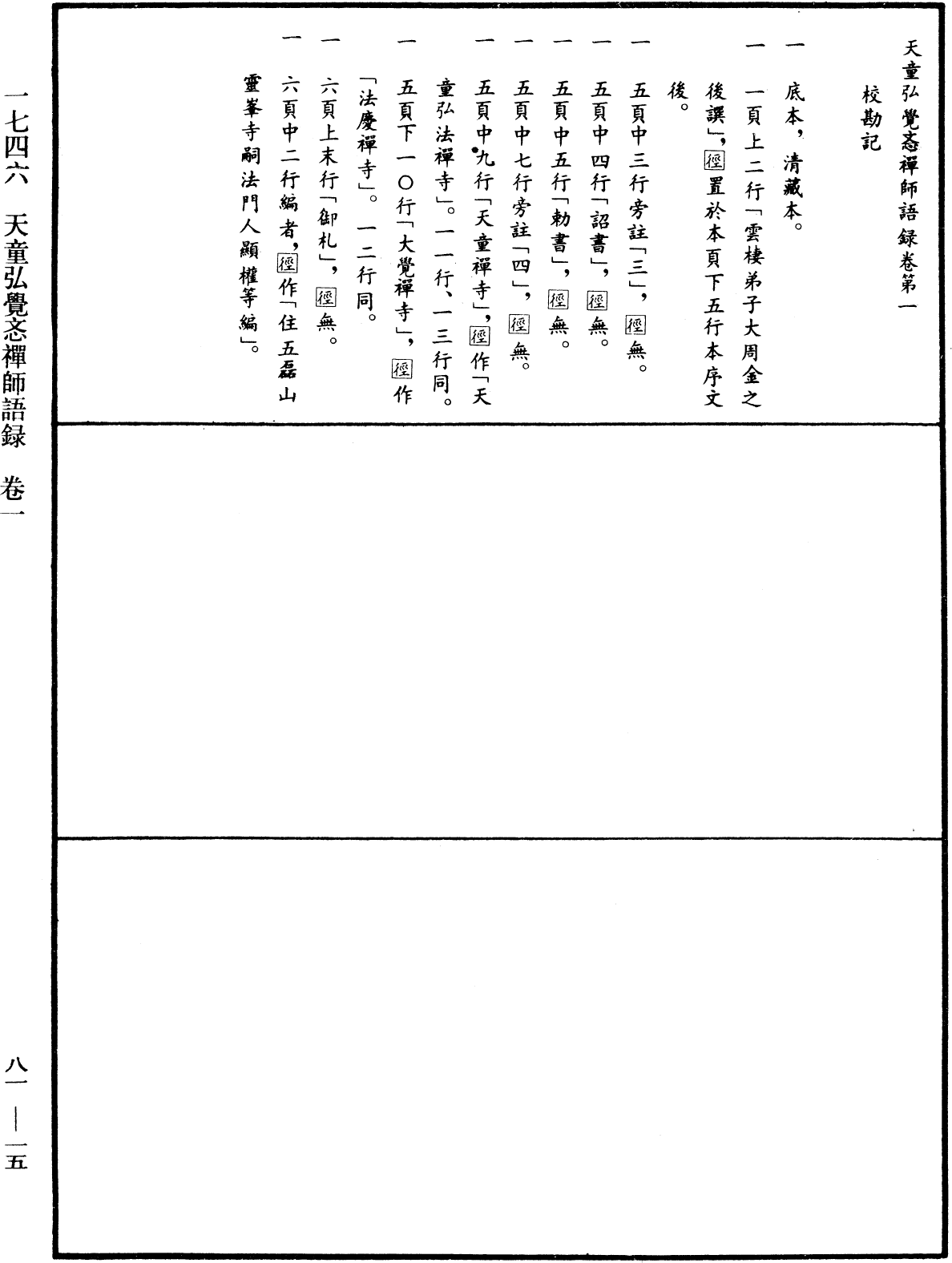 天童弘覺忞禪師語錄《中華大藏經》_第81冊_第0015頁