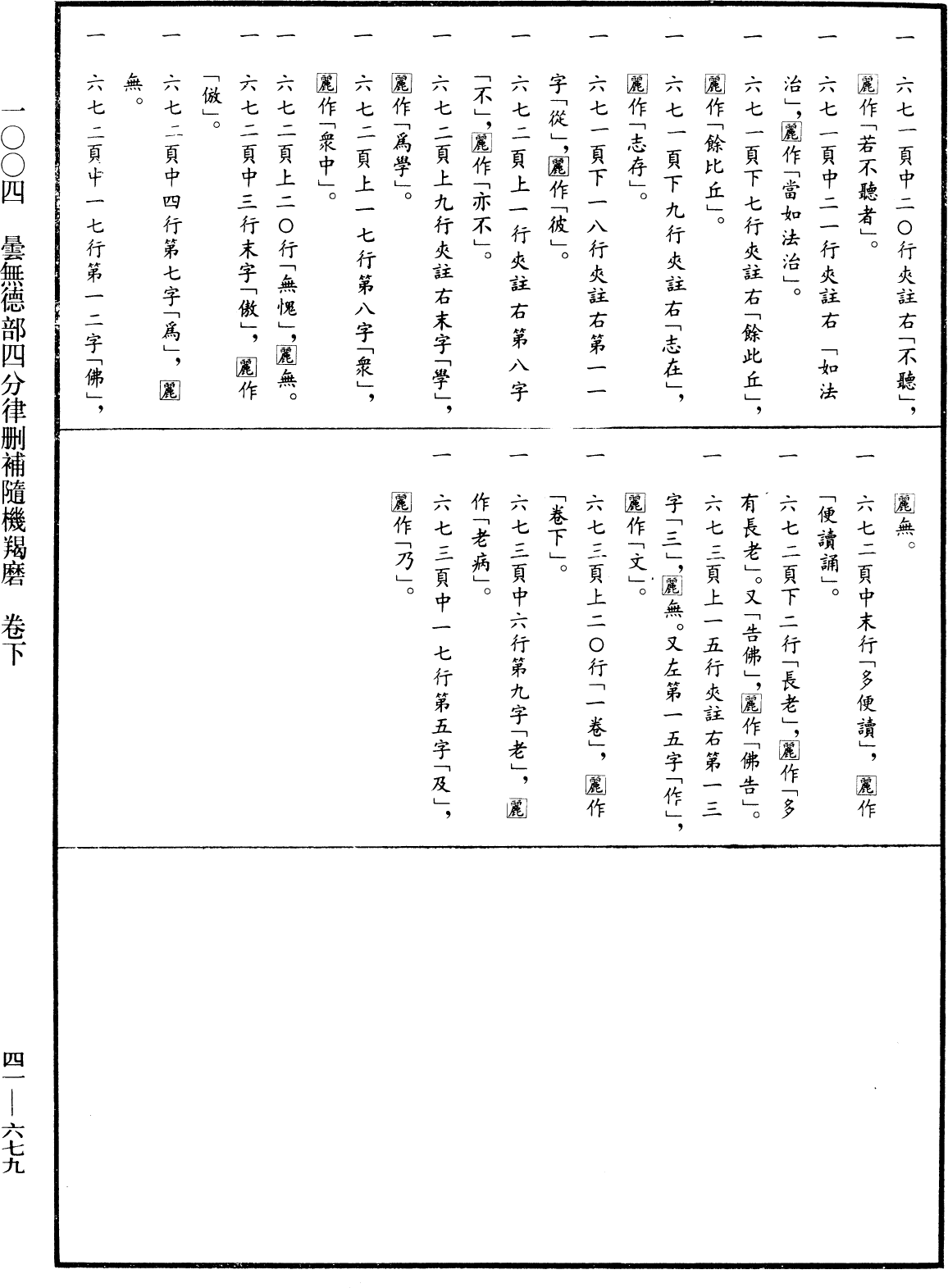 曇無德部四分律刪補隨機羯磨《中華大藏經》_第41冊_第679頁2