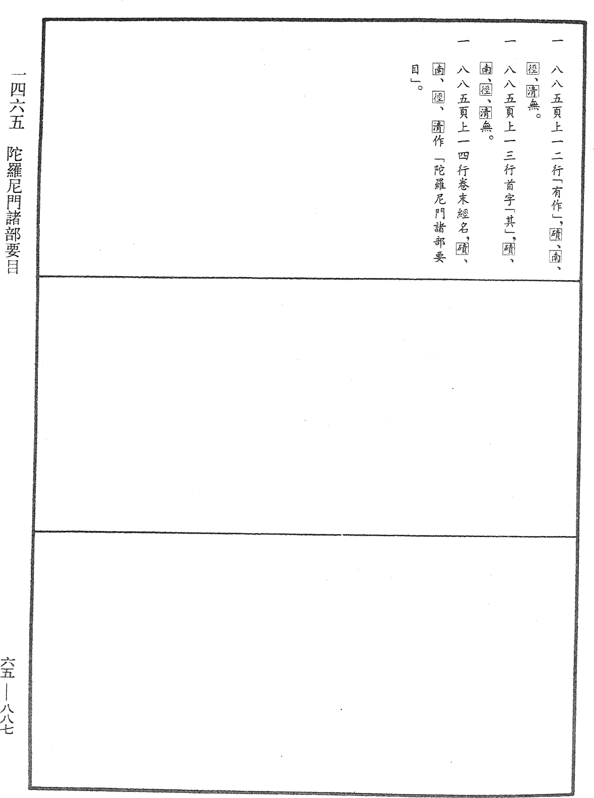 陀羅尼門諸部要目《中華大藏經》_第65冊_第0887頁