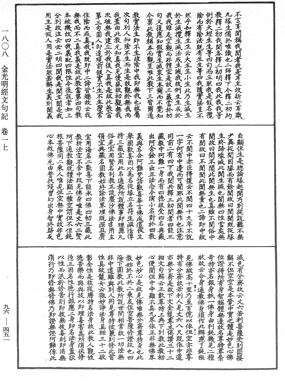 金光明經文句記《中華大藏經》_第96冊_第451頁