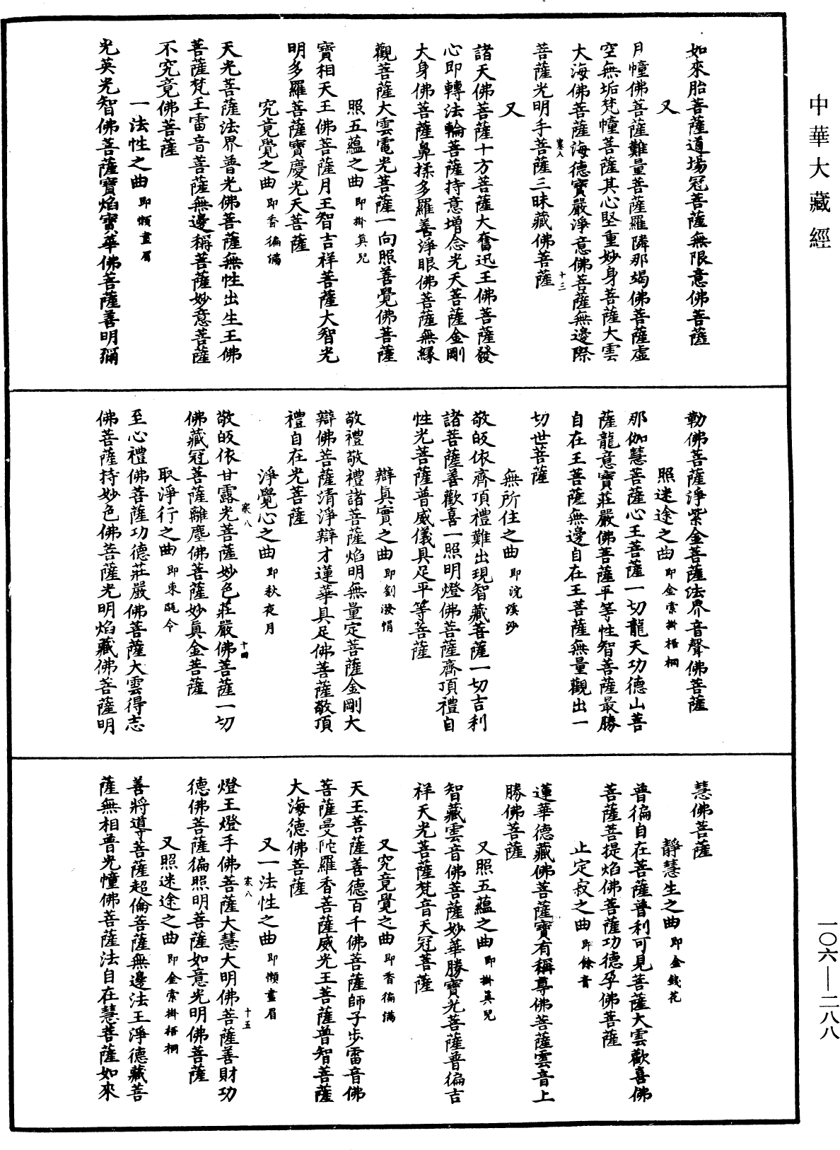 諸佛世尊如來菩薩尊者名稱歌曲《中華大藏經》_第106冊_第288頁