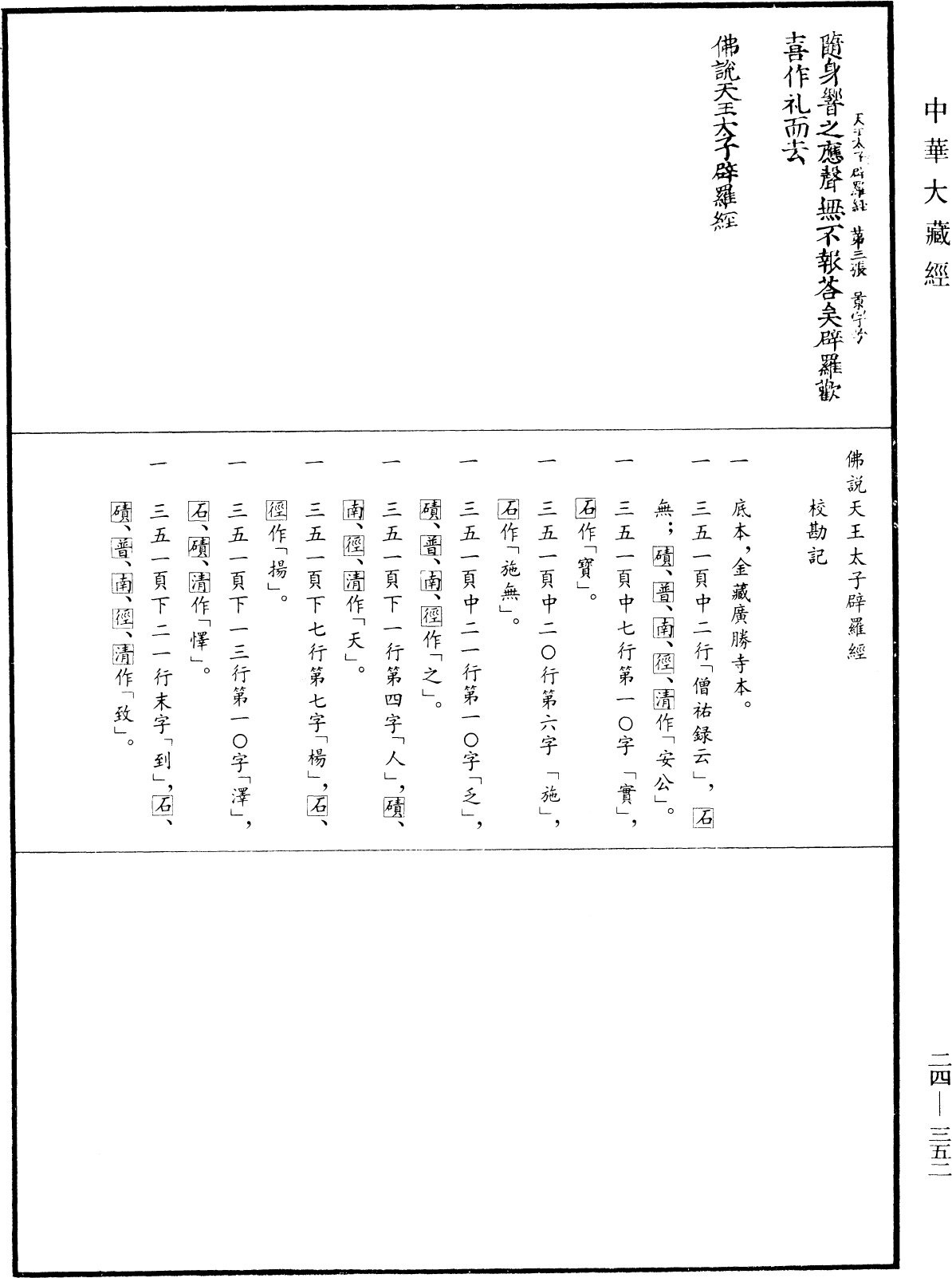 佛說天王太子辟羅經《中華大藏經》_第24冊_第352頁