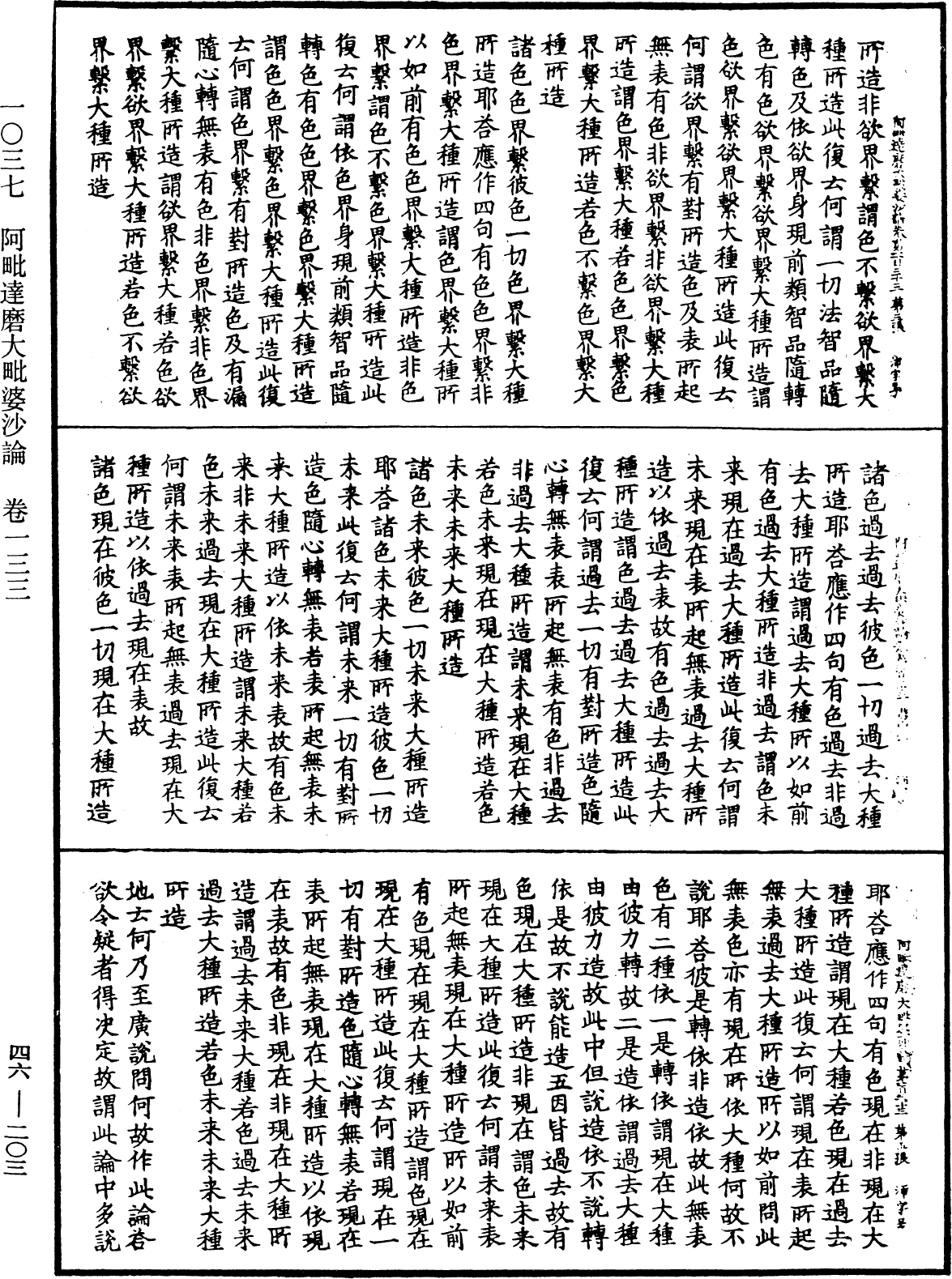 阿毗達磨大毗婆沙論《中華大藏經》_第46冊_第0203頁