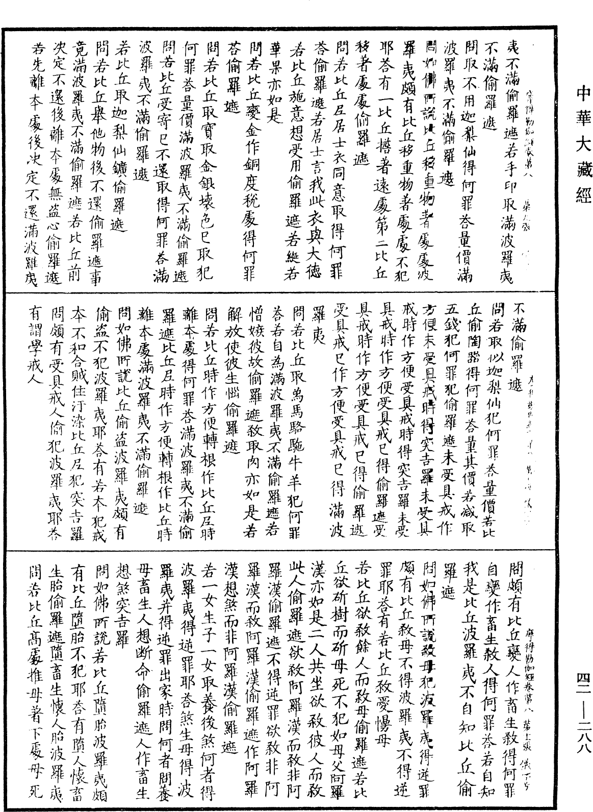 薩婆多部毗尼摩得勒伽經《中華大藏經》_第42冊_第288頁