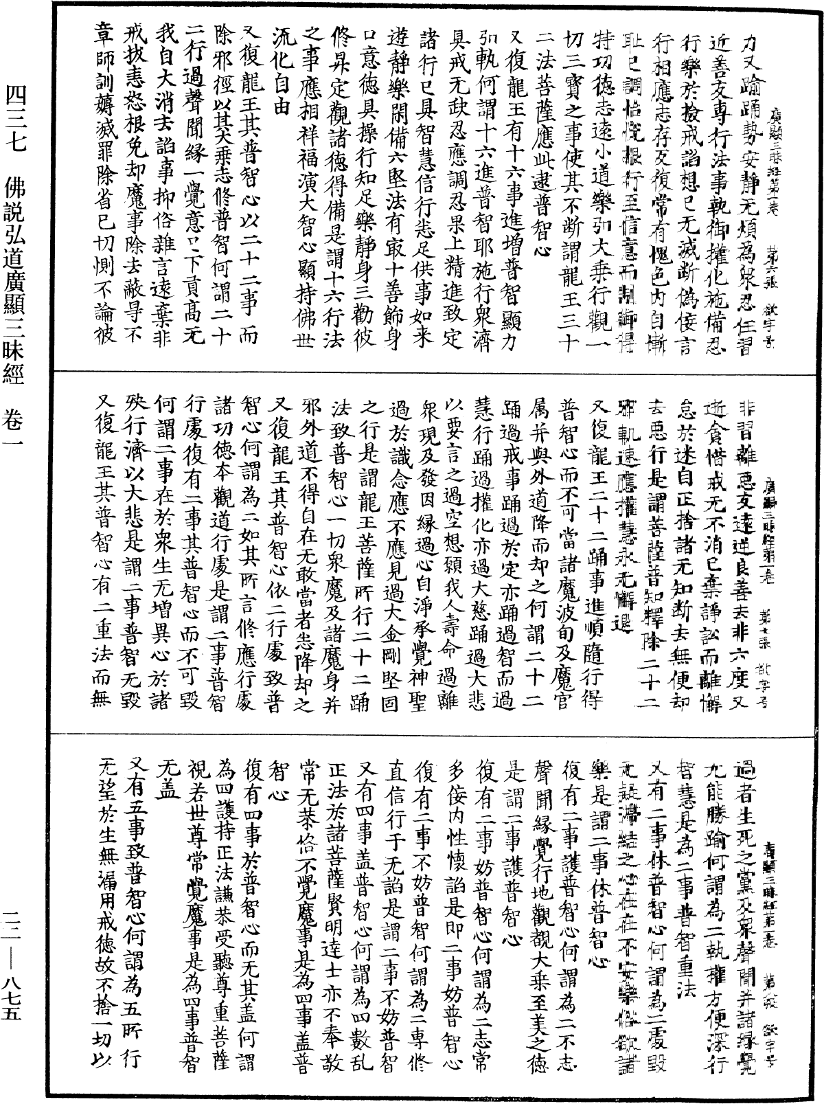 佛說弘道廣顯三昧經《中華大藏經》_第22冊_第875頁