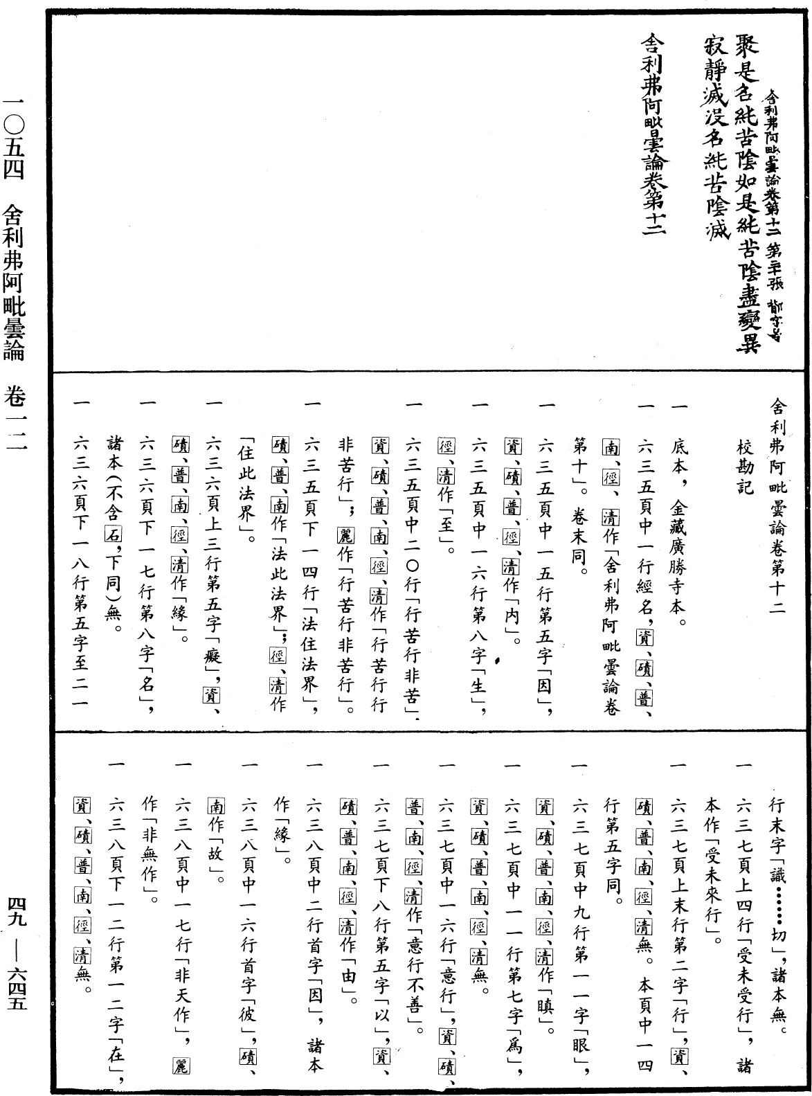 舍利弗阿毗曇論《中華大藏經》_第49冊_第0645頁