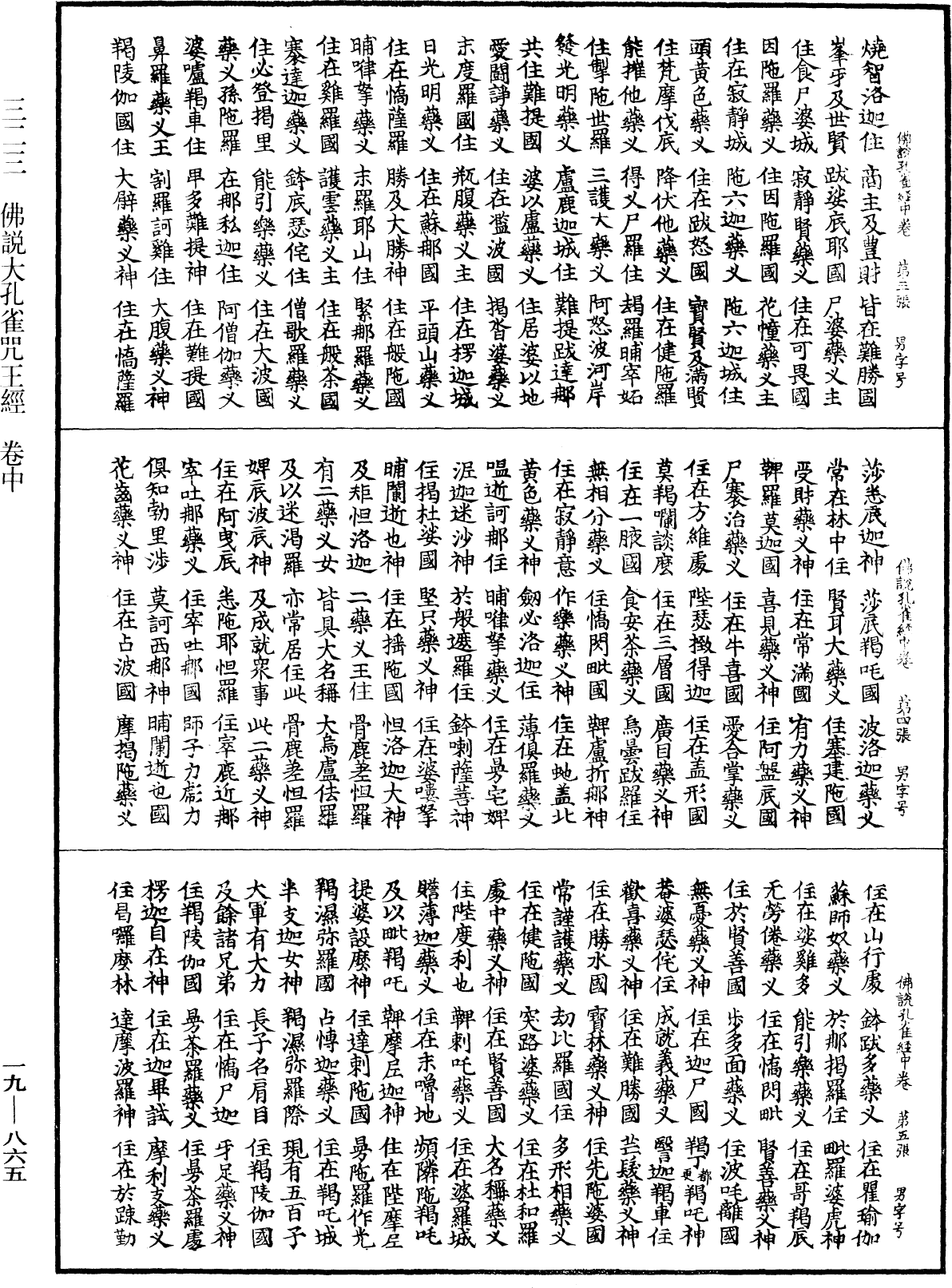 佛說大孔雀咒王經《中華大藏經》_第19冊_第865頁