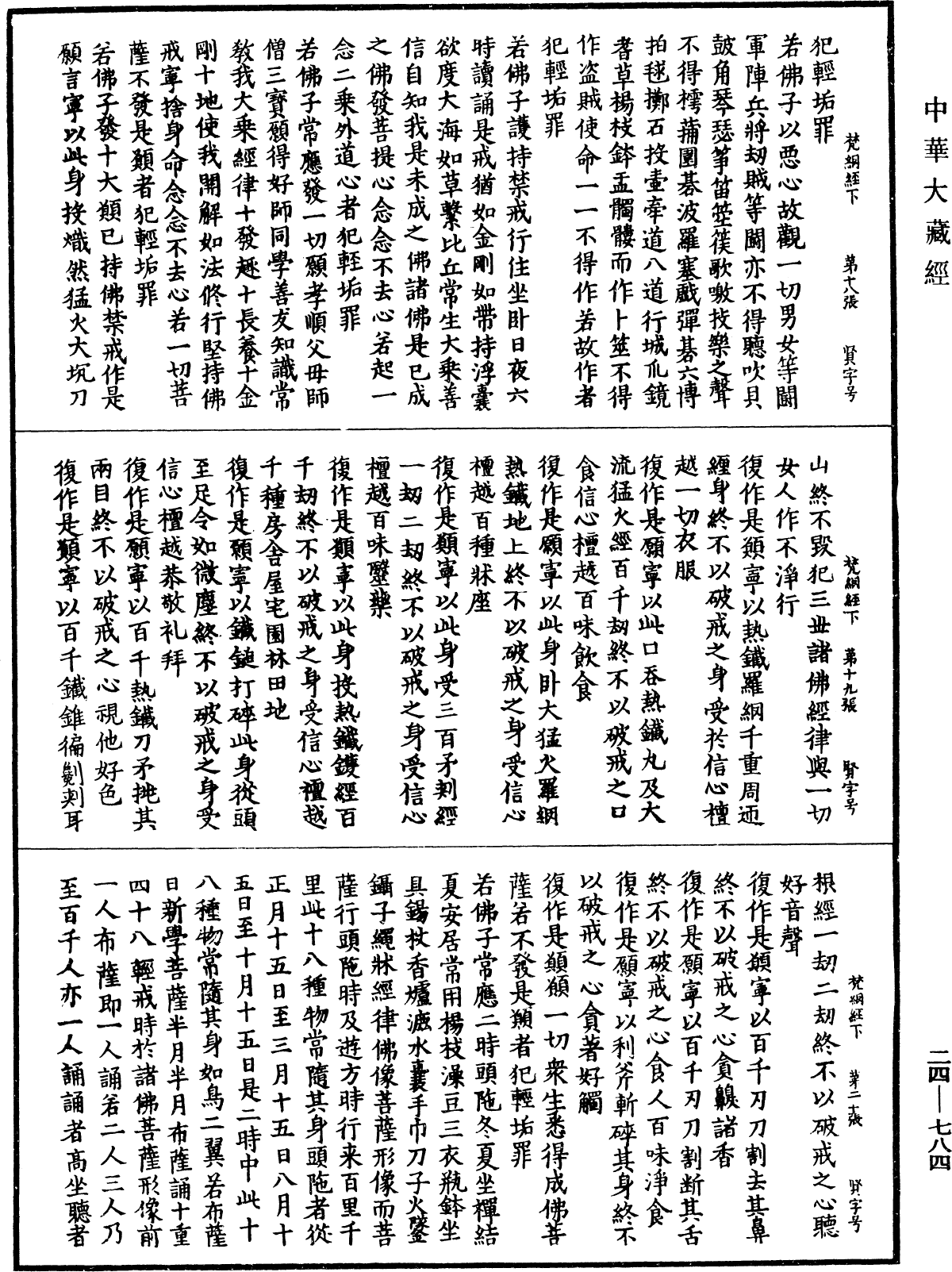 梵網經盧舍那佛說菩薩心地戒品第十《中華大藏經》_第24冊_第784頁