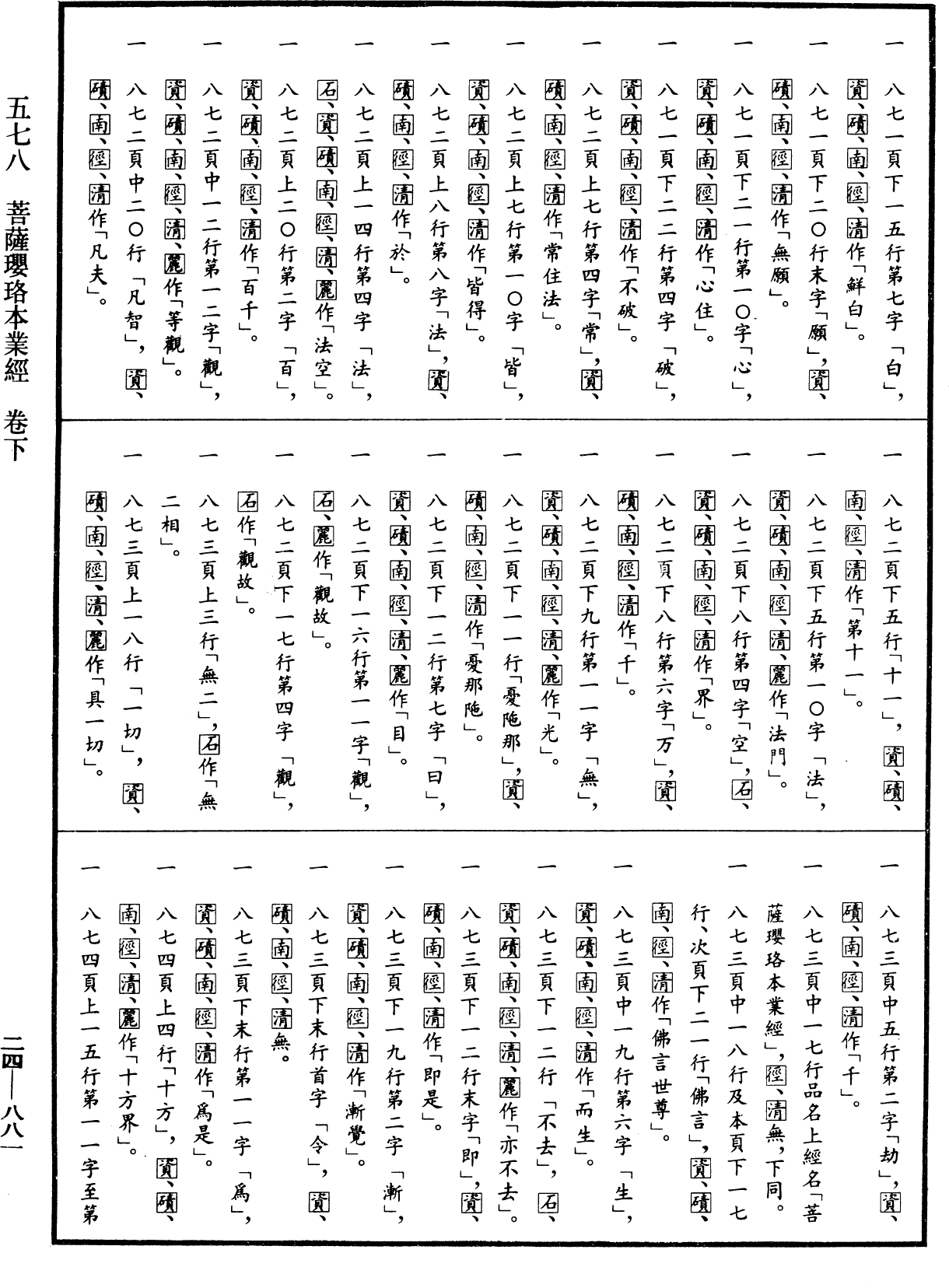 菩薩瓔珞本業經《中華大藏經》_第24冊_第881頁