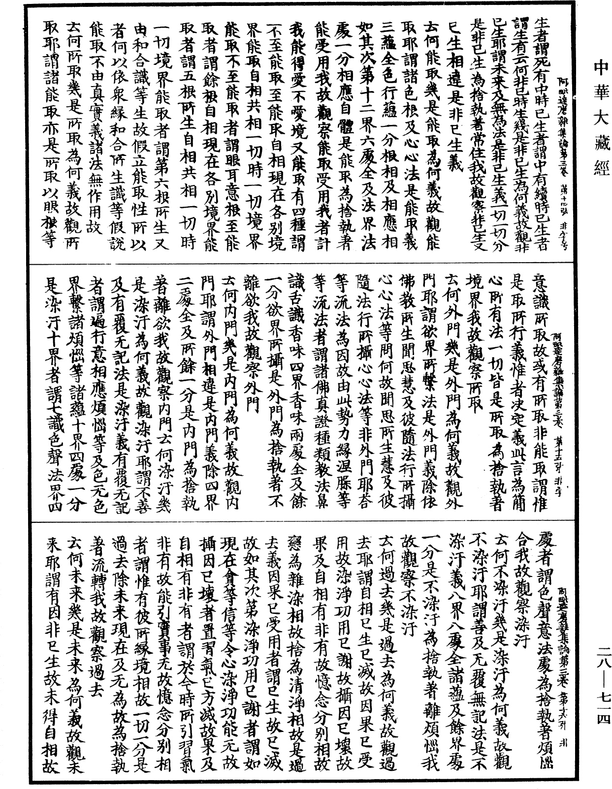 大乘阿毗達磨雜集論《中華大藏經》_第28冊_第0714頁