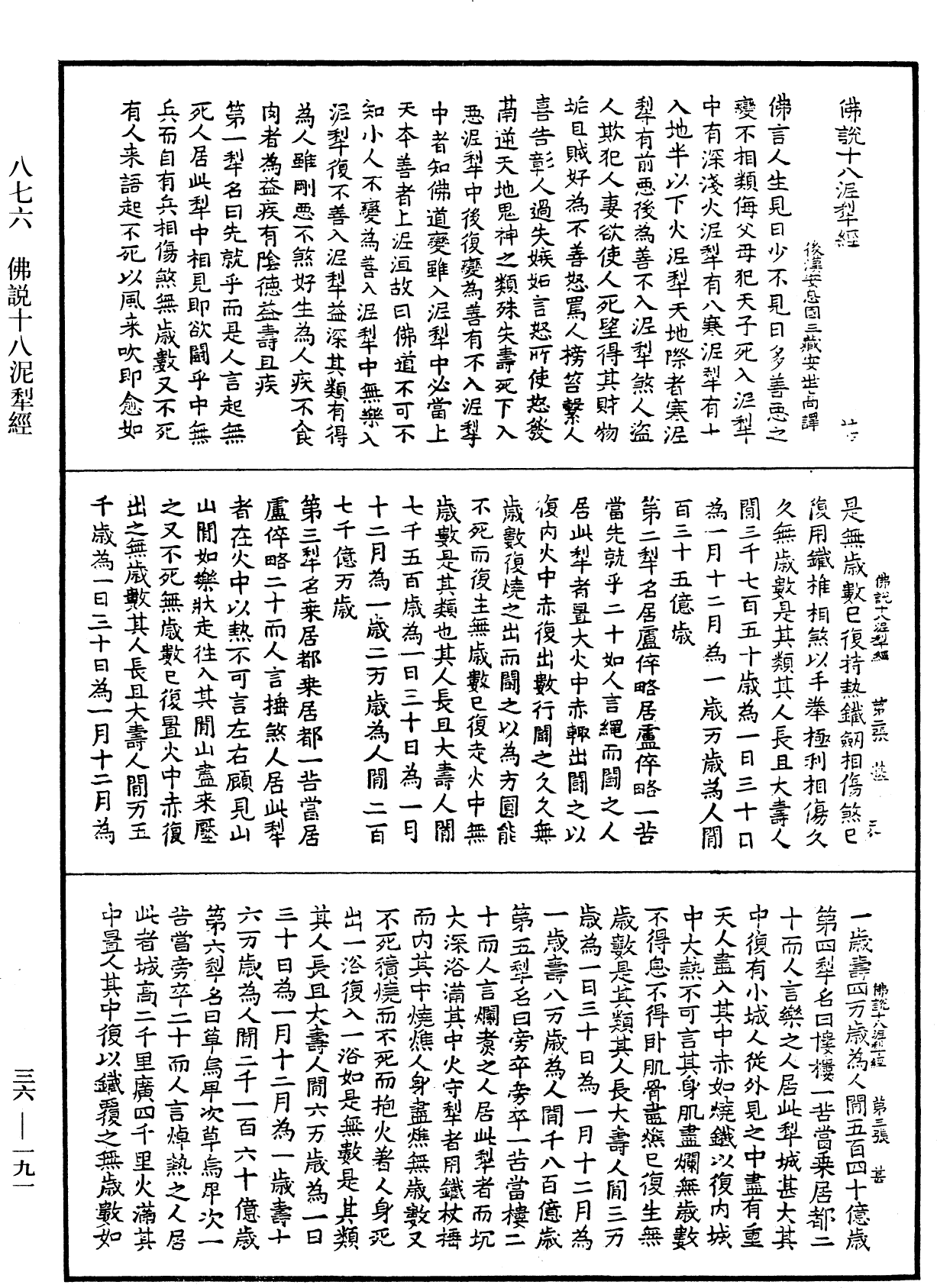 佛說十八泥犁經《中華大藏經》_第36冊_第0191頁