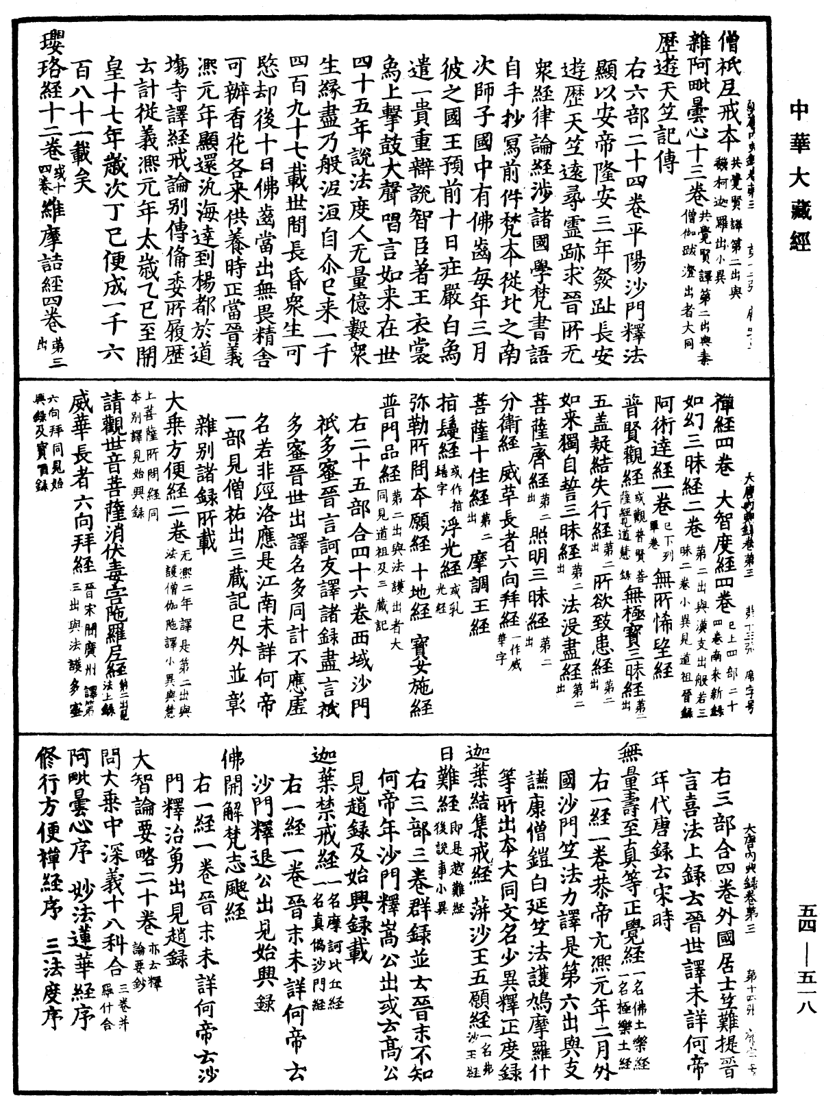 大唐内典录《中华大藏经》_第54册_第518页