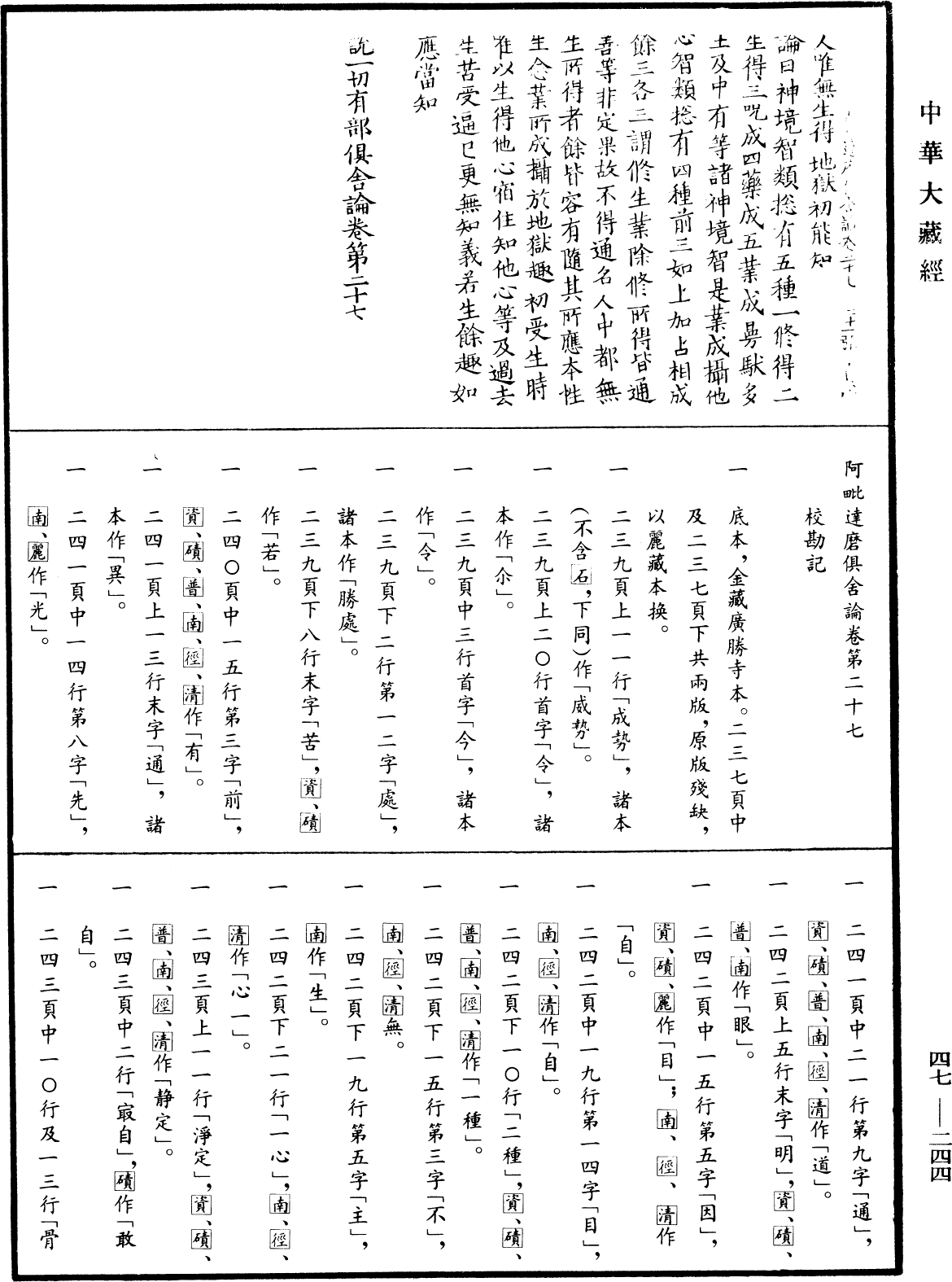 阿毗達磨俱舍論《中華大藏經》_第47冊_第244頁