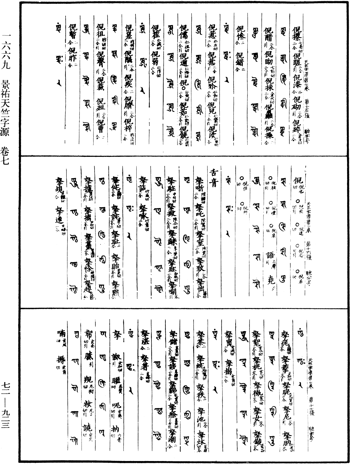 景祐天竺字源《中華大藏經》_第72冊_第923頁