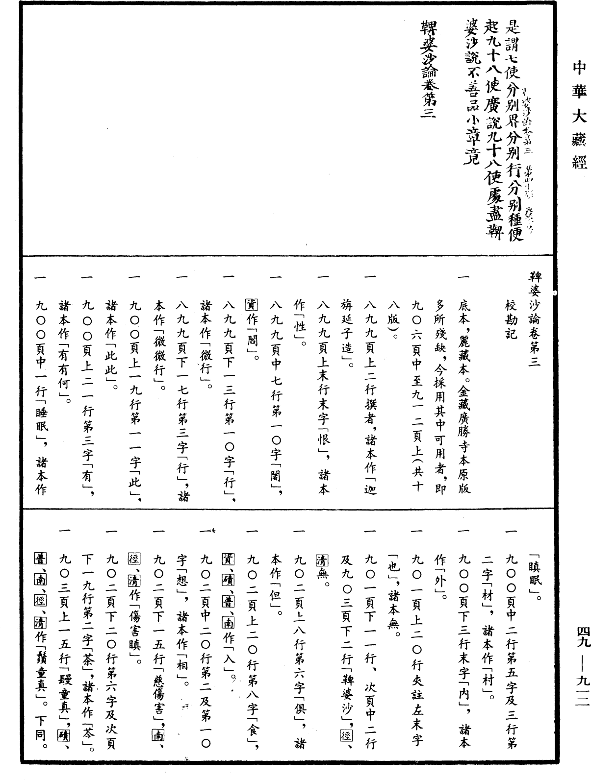 鞞婆沙論《中華大藏經》_第49冊_第0912頁