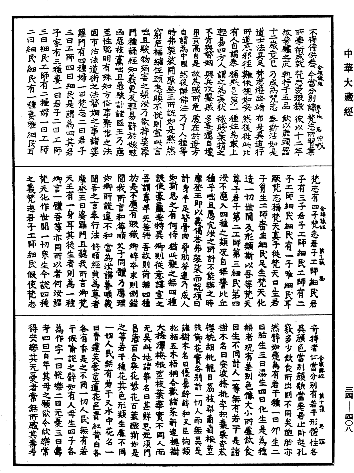 舍頭諫太子二十八宿經《中華大藏經》_第34冊_第0408頁