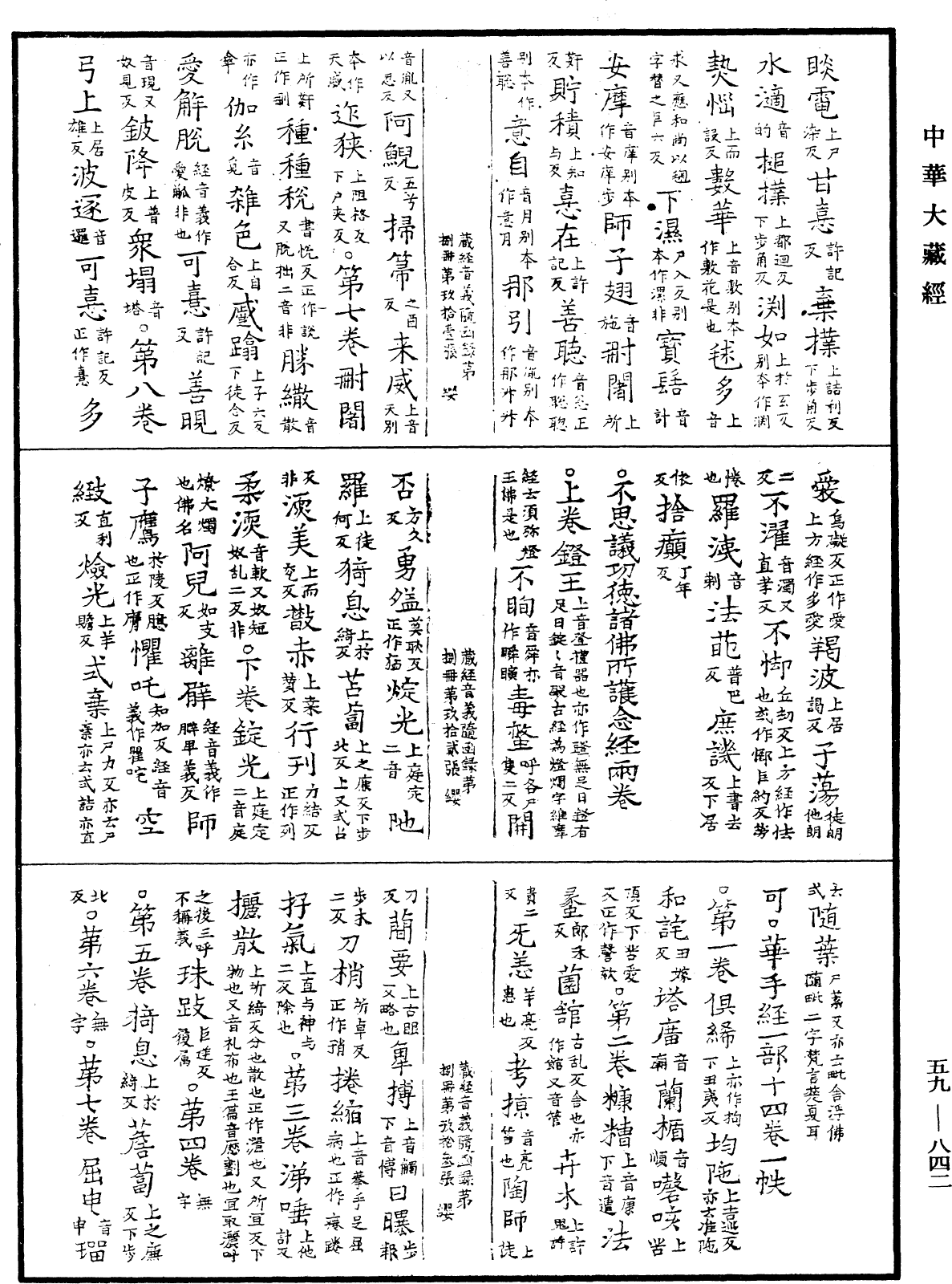 新集藏經音義隨函錄《中華大藏經》_第59冊_第0842頁