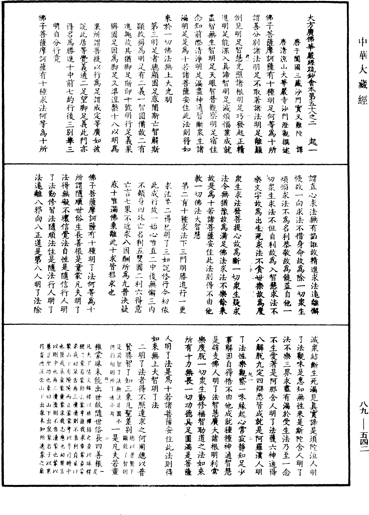 大方廣佛華嚴經疏鈔會本《中華大藏經》_第89冊_第542頁