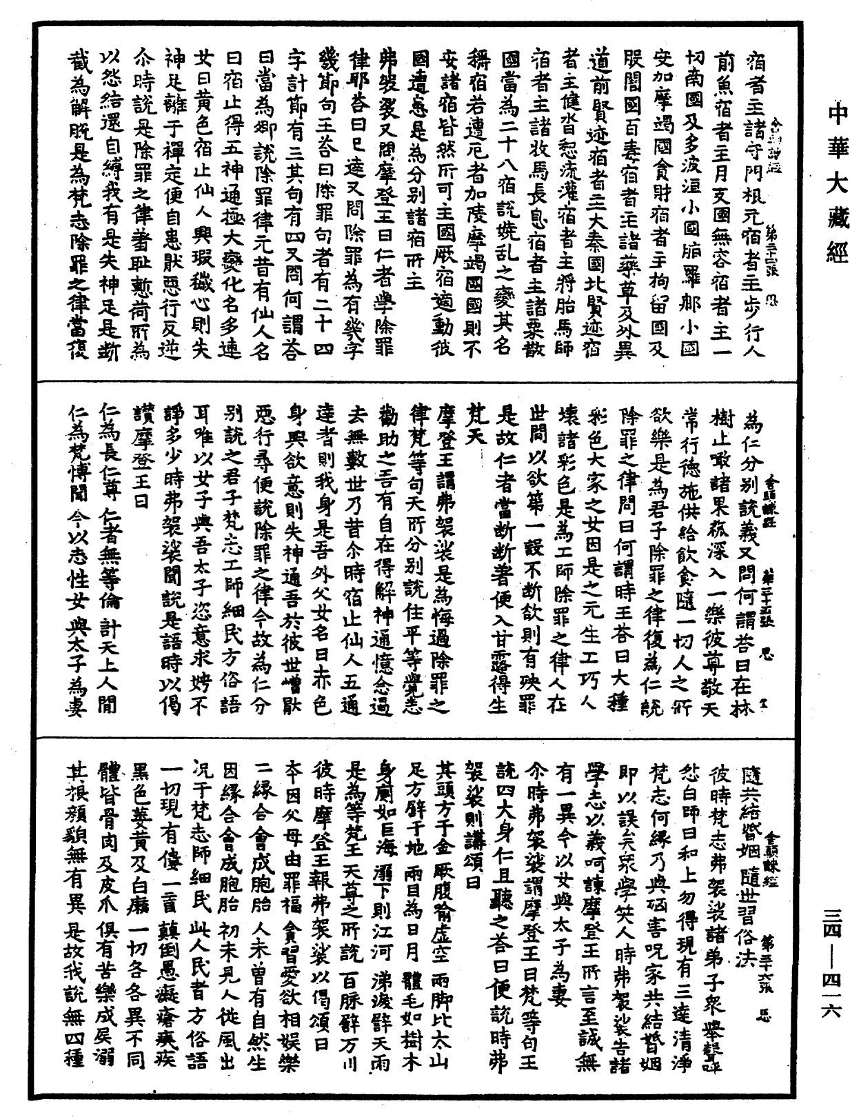 舍頭諫太子二十八宿經《中華大藏經》_第34冊_第0416頁