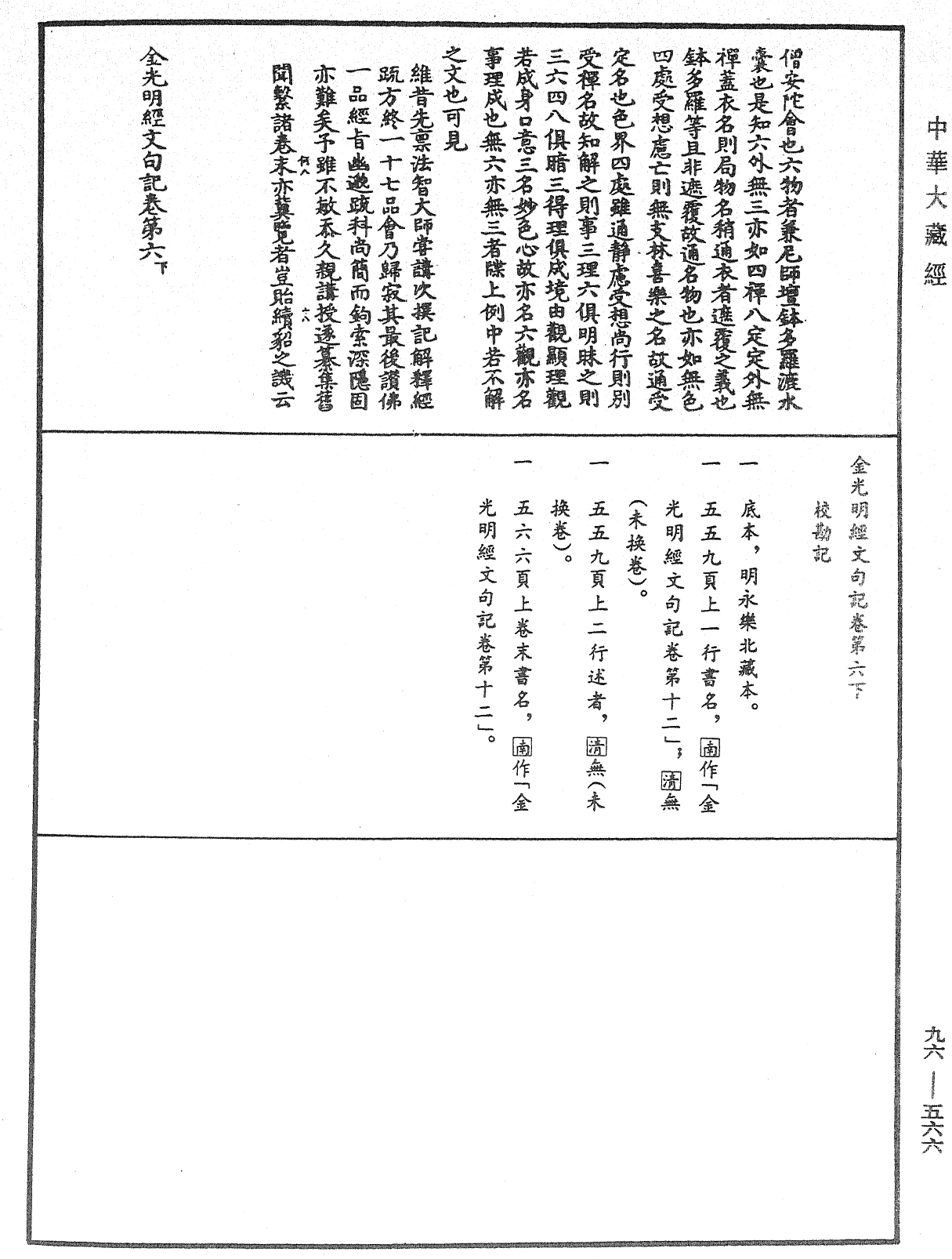 金光明經文句記《中華大藏經》_第96冊_第566頁