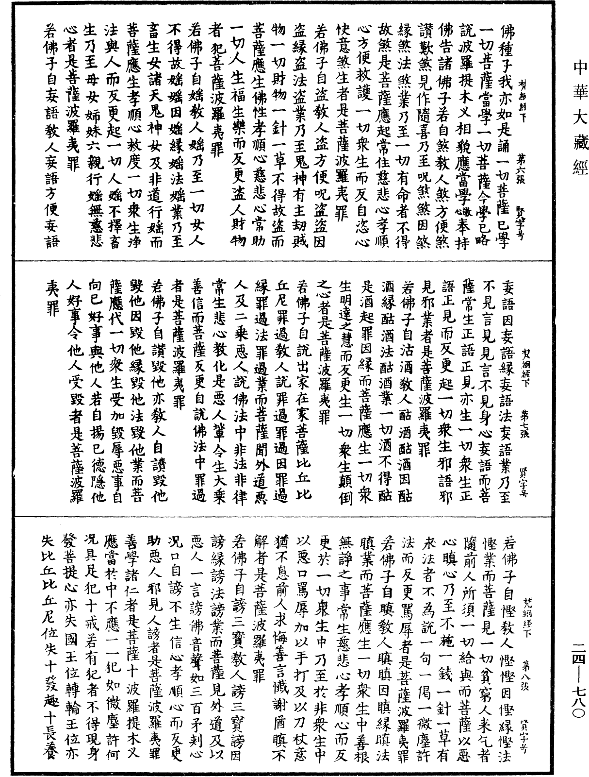 梵網經盧舍那佛說菩薩心地戒品第十《中華大藏經》_第24冊_第780頁