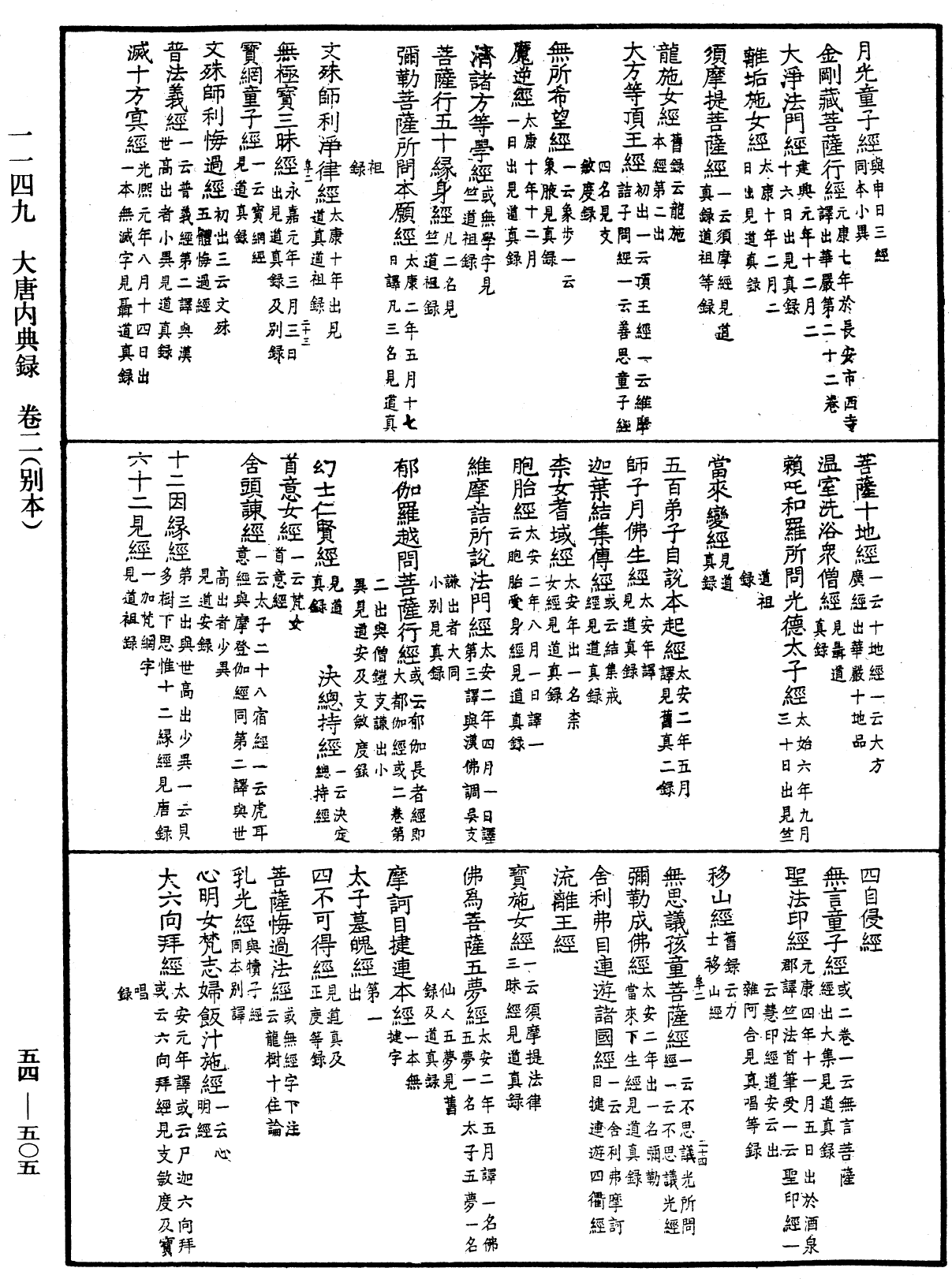 大唐内典录《中华大藏经》_第54册_第505页