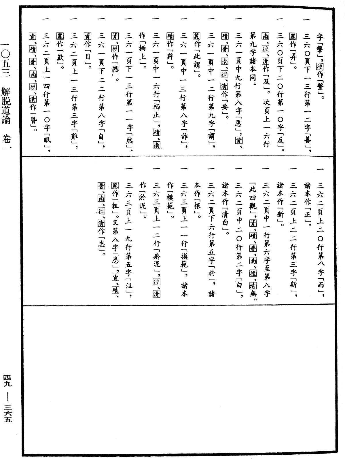 解脫道論《中華大藏經》_第49冊_第0365頁1