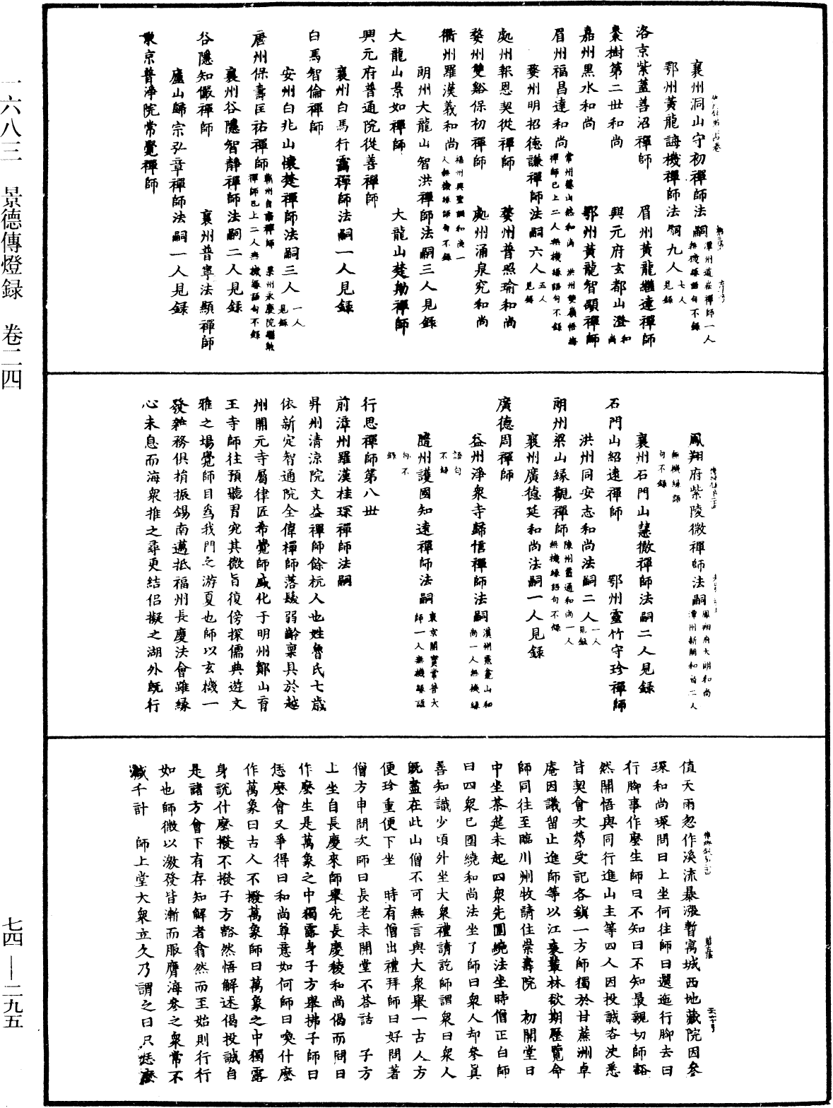 景德傳燈錄《中華大藏經》_第74冊_第295頁