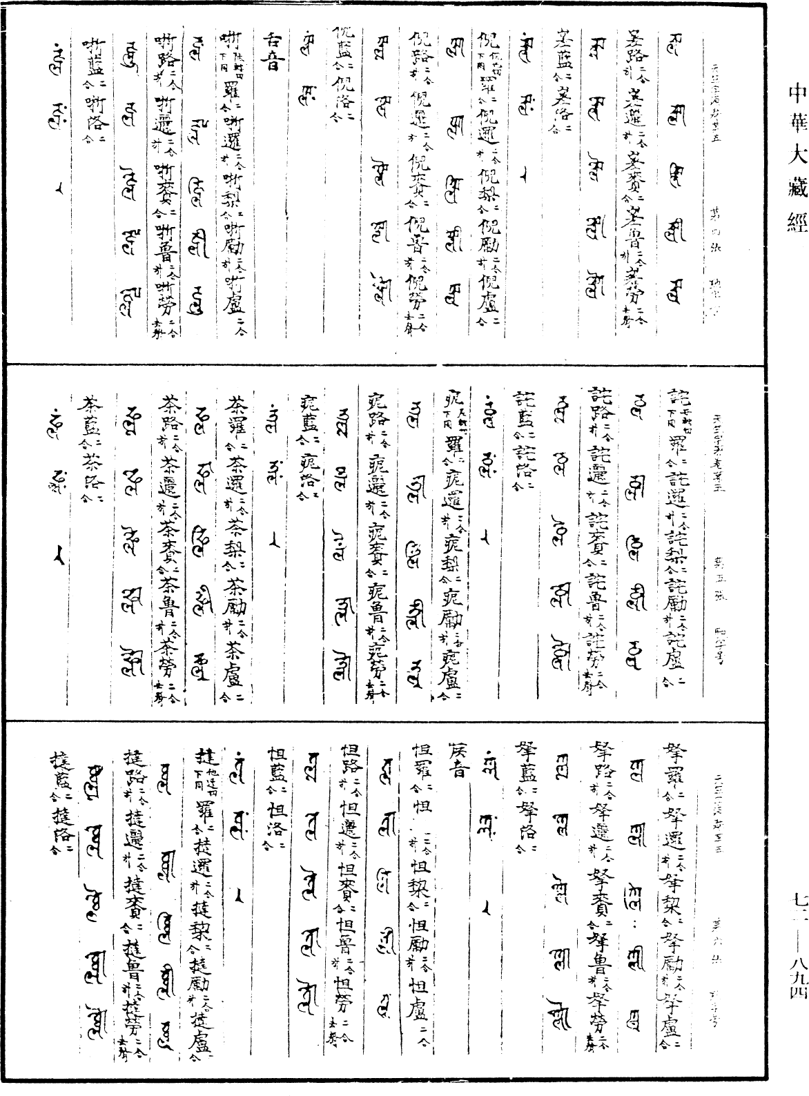 景祐天竺字源《中華大藏經》_第72冊_第894頁