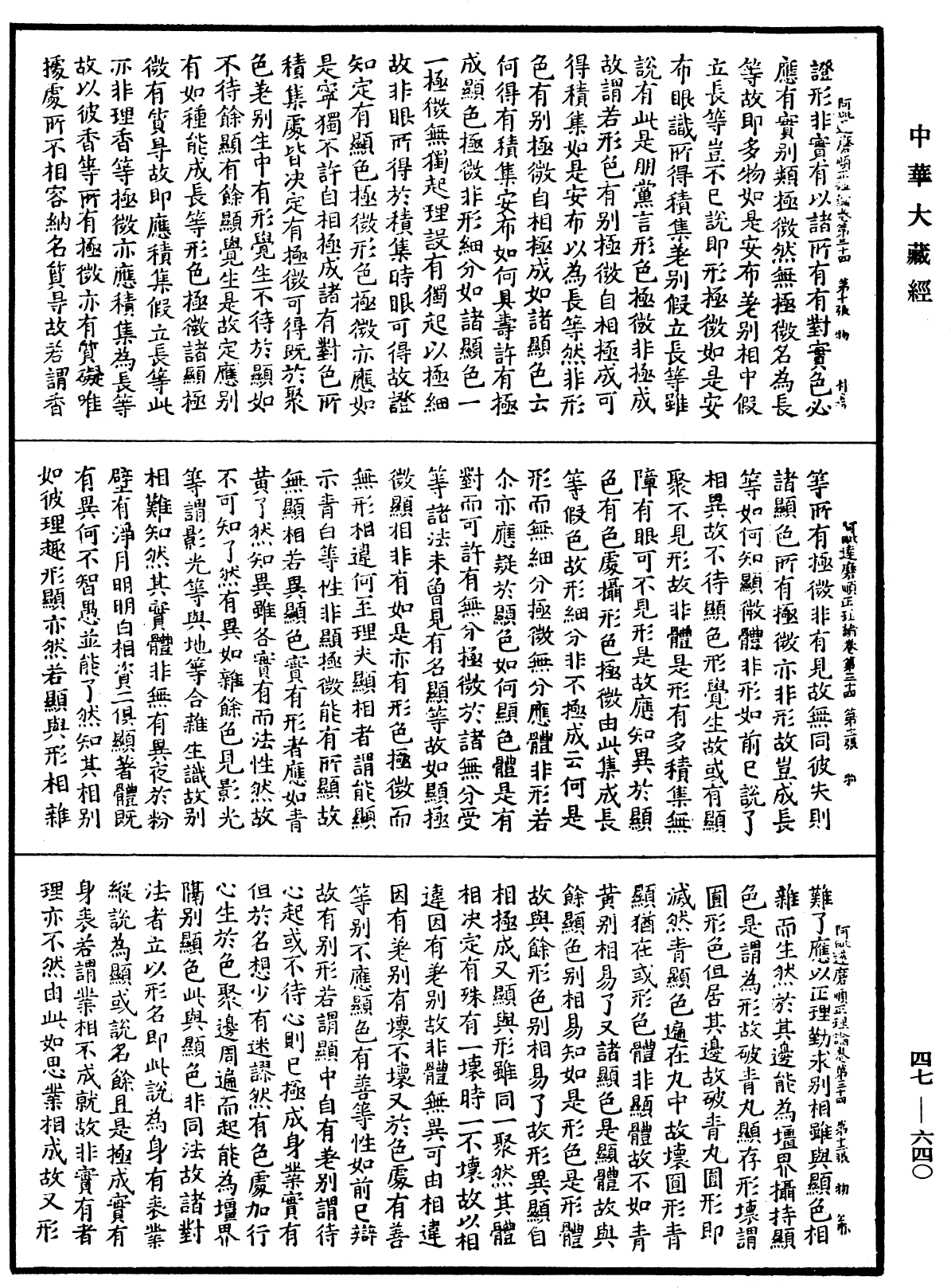 阿毗达磨顺正理论《中华大藏经》_第47册_第640页