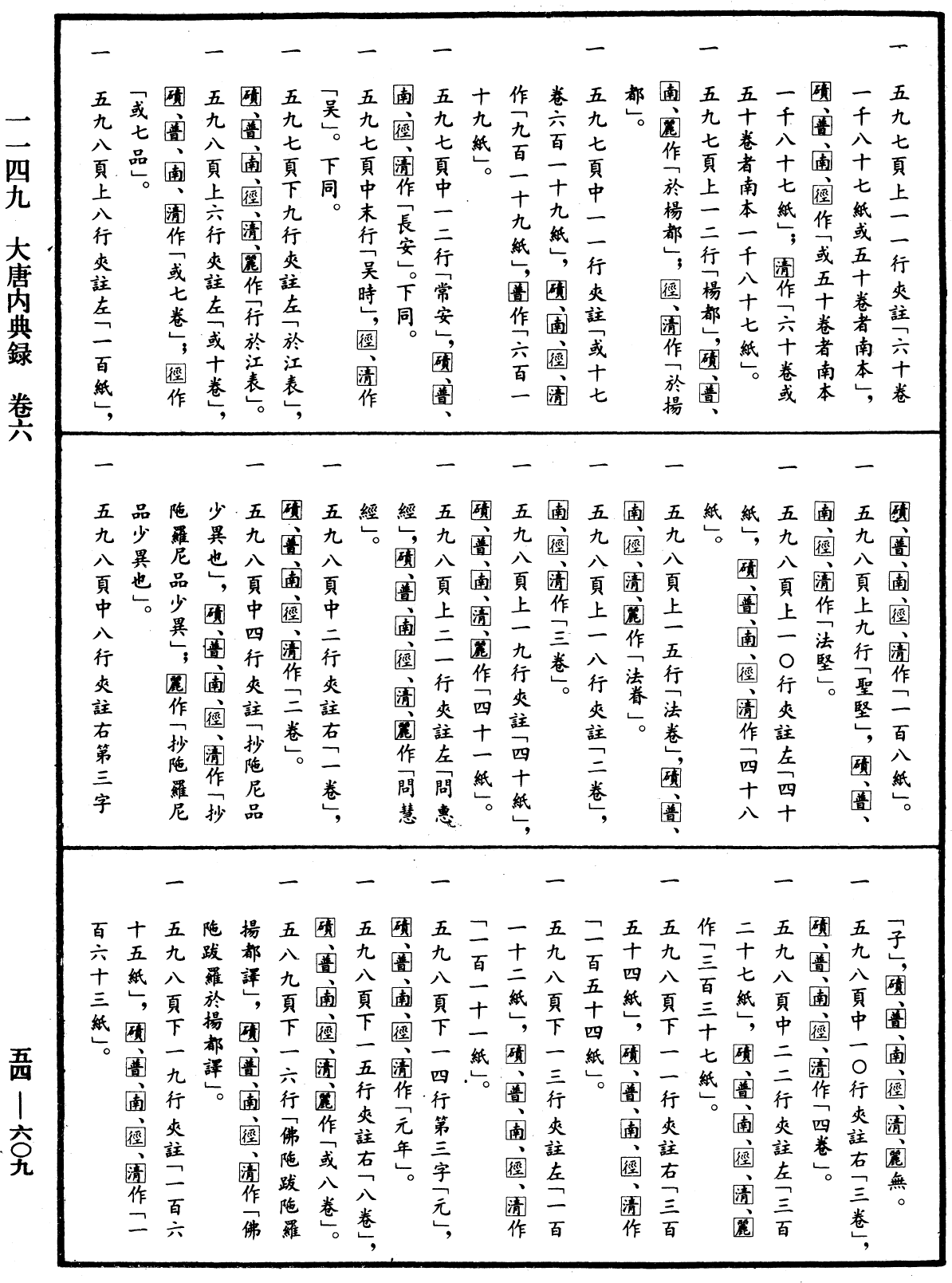 大唐内典录《中华大藏经》_第54册_第609页