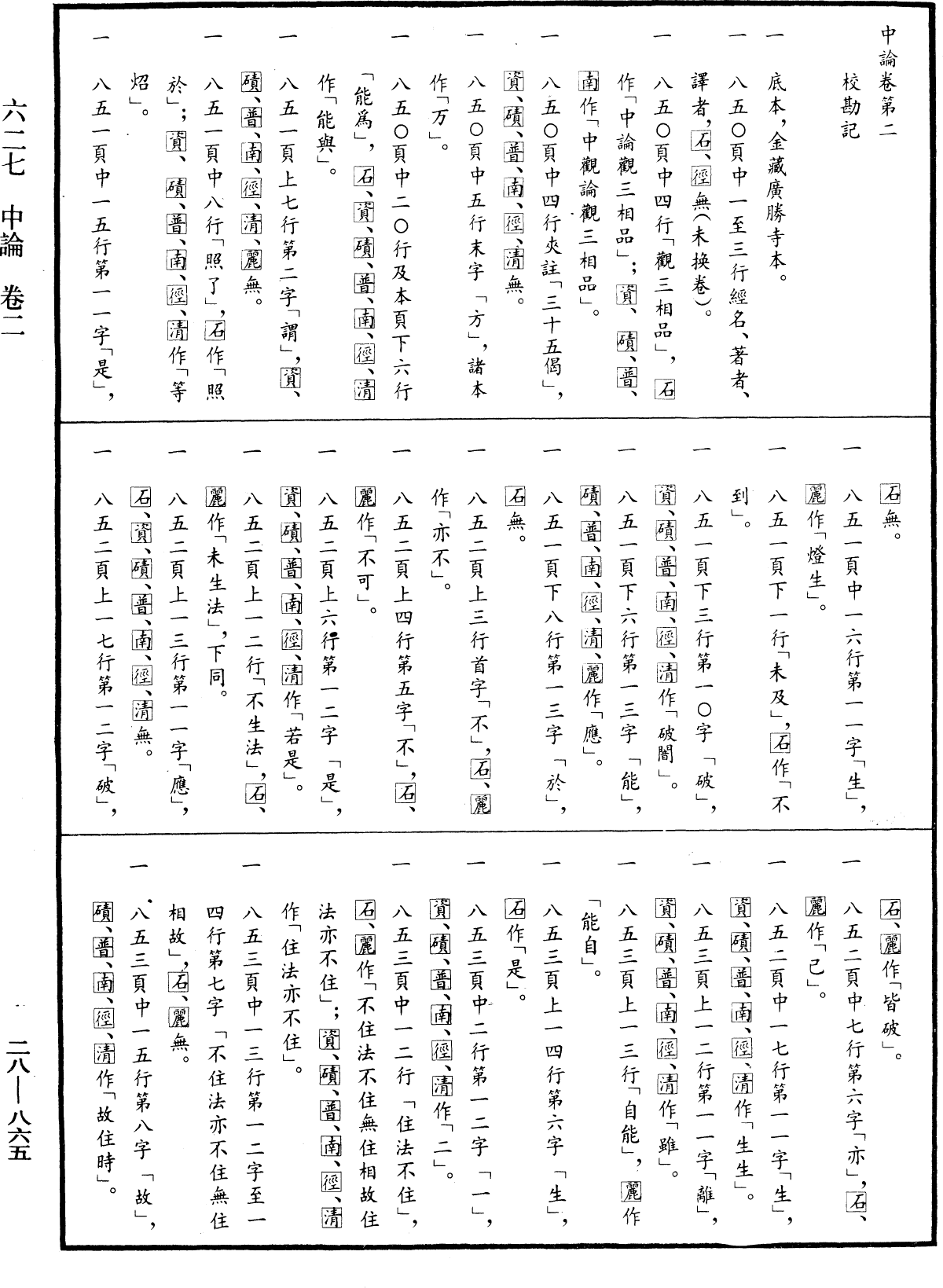 中論《中華大藏經》_第28冊_第0865頁