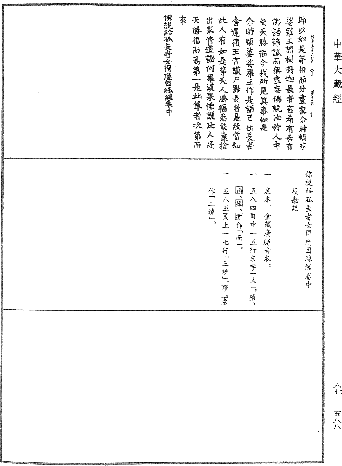 佛說給孤長者女得度因緣經《中華大藏經》_第67冊_第588頁