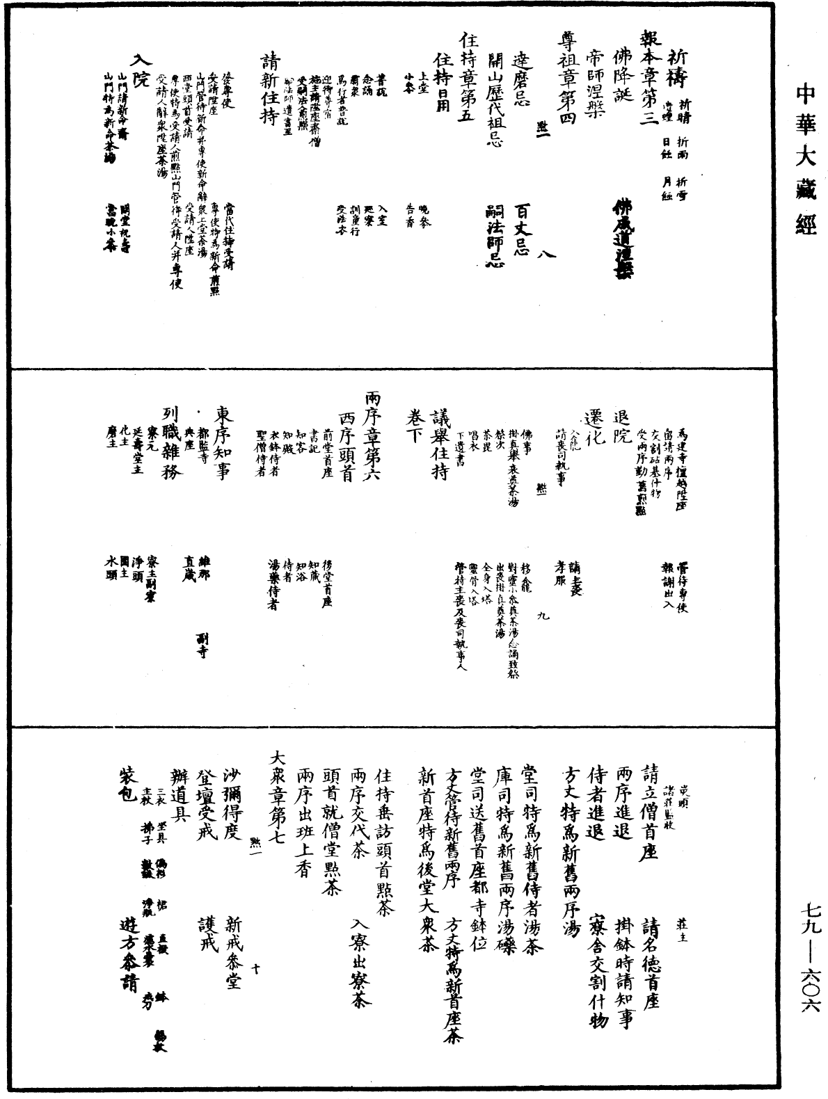 敕修百丈清規《中華大藏經》_第79冊_第606頁