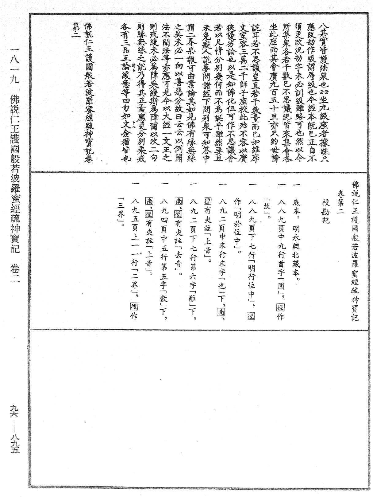 佛说仁王护国般若波罗蜜经疏神宝记《中华大藏经》_第96册_第895页