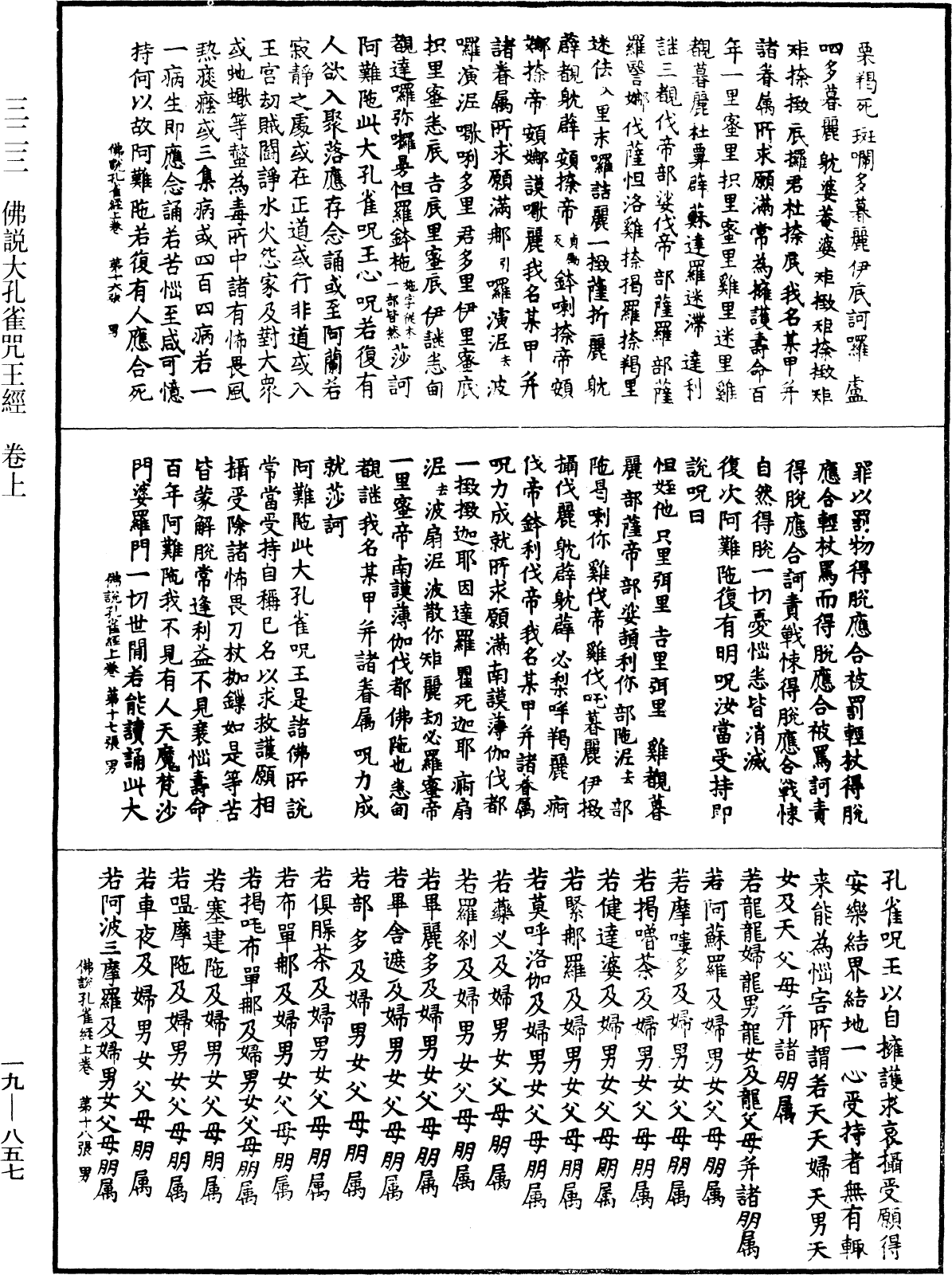 佛說大孔雀咒王經《中華大藏經》_第19冊_第857頁