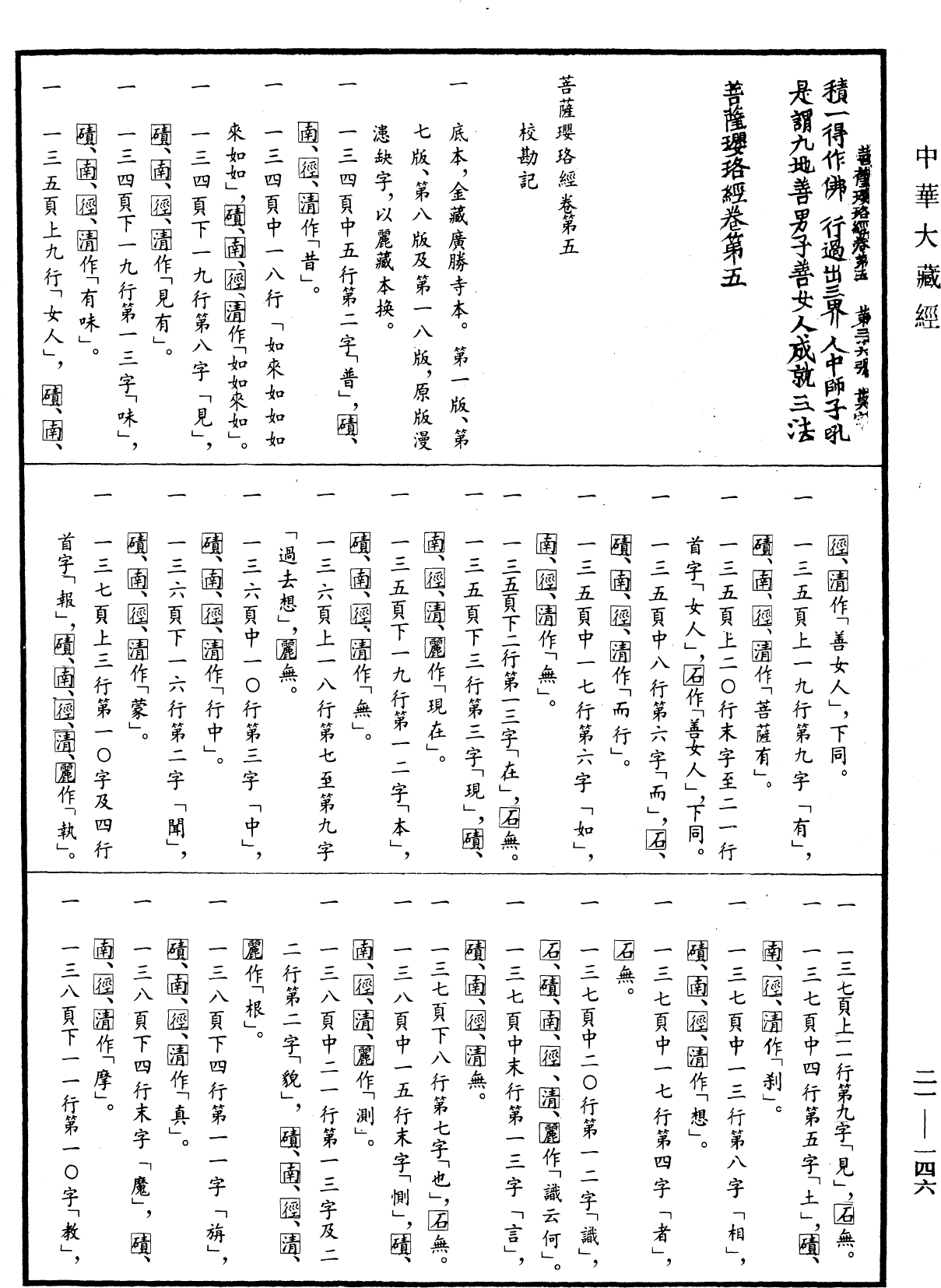 菩薩瓔珞經《中華大藏經》_第21冊_第146頁