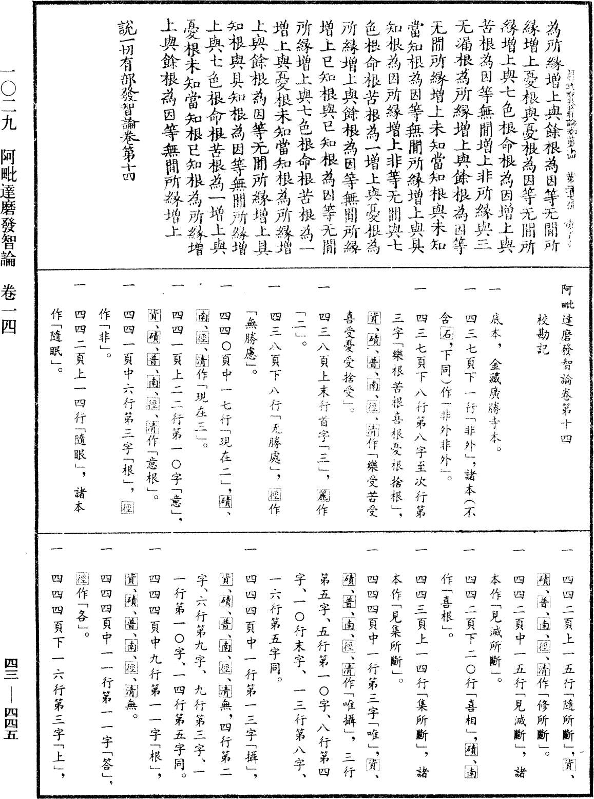 阿毗達磨發智論《中華大藏經》_第43冊_第445頁