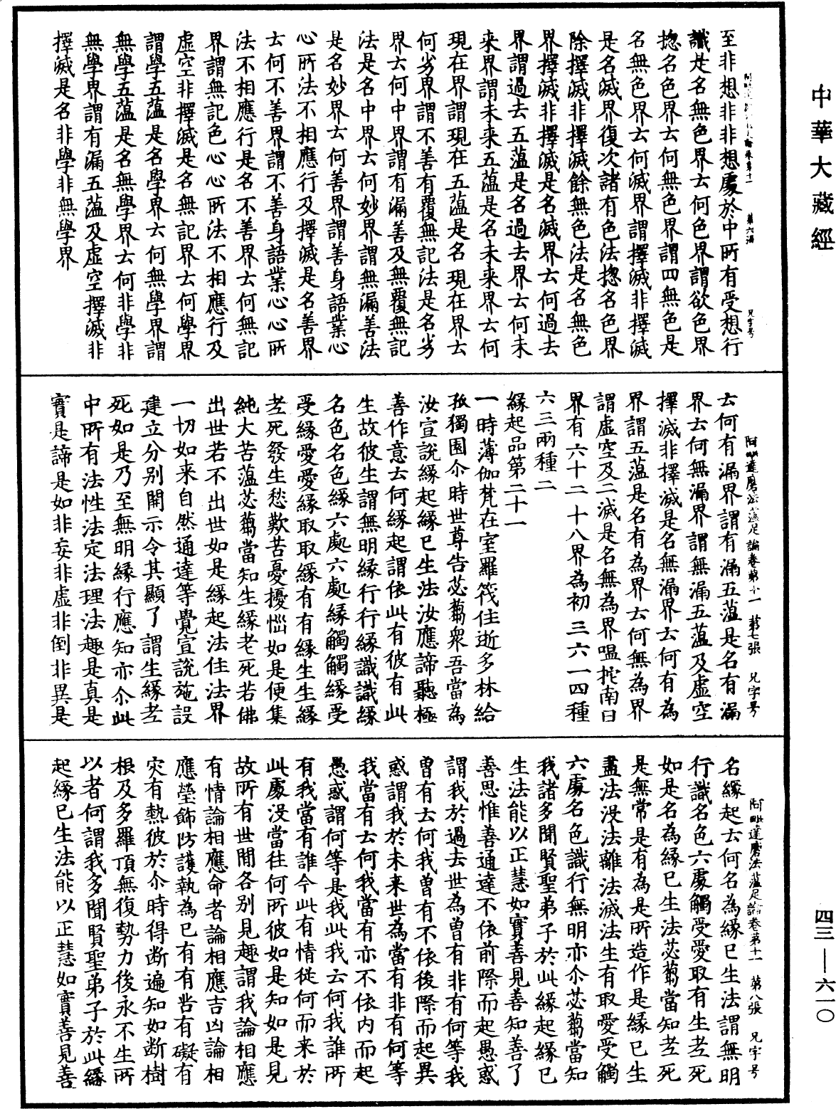 阿毗達磨法蘊足論《中華大藏經》_第43冊_第610頁