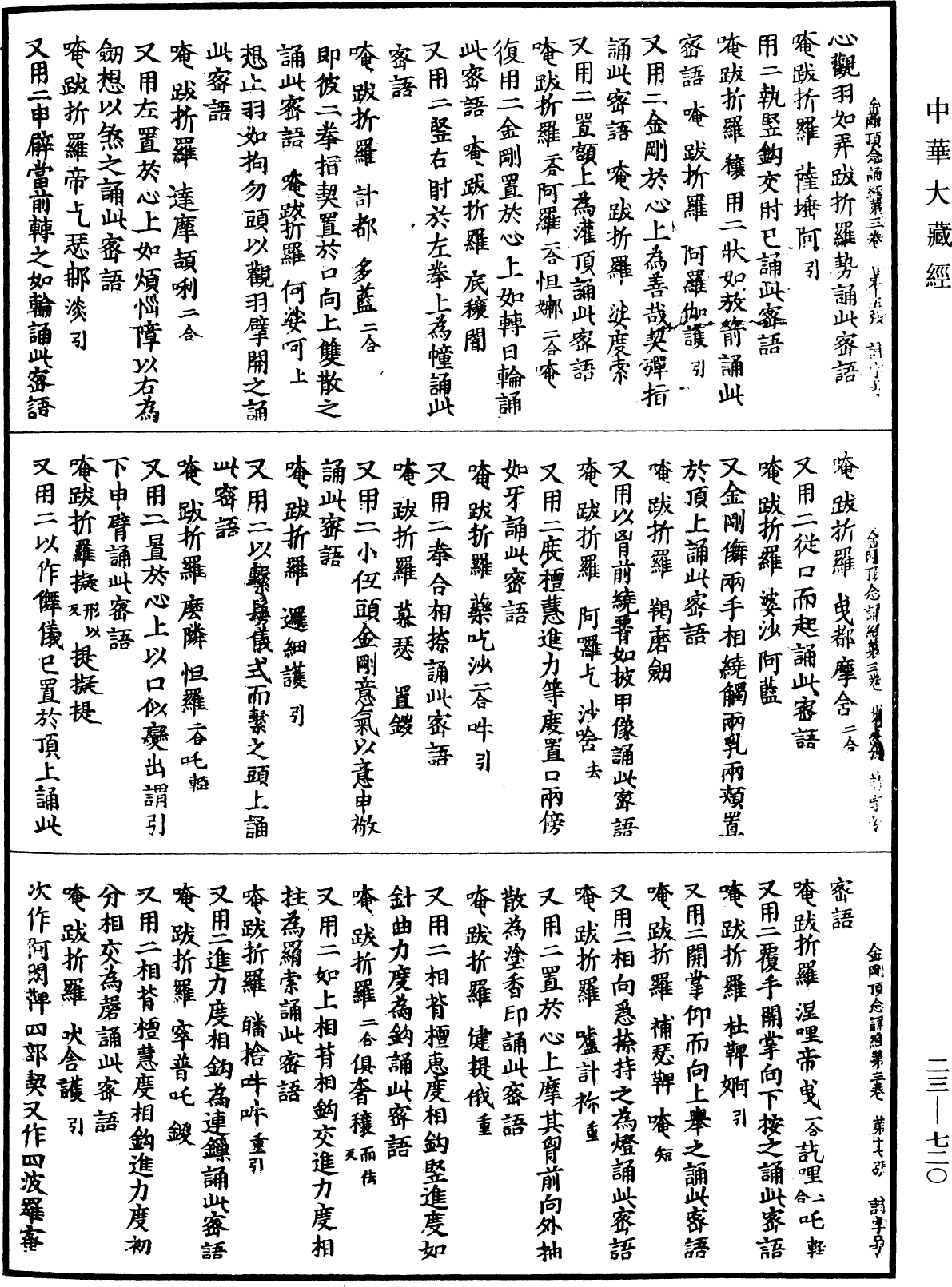 金剛頂瑜伽中略出念誦經《中華大藏經》_第23冊_第720頁