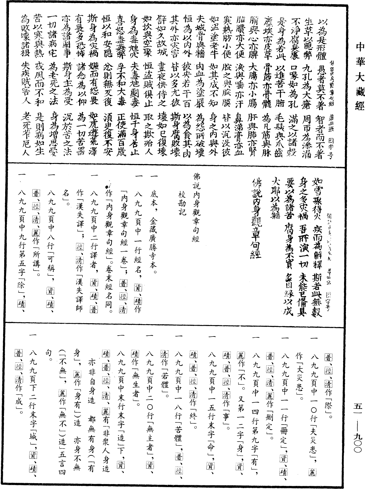 佛說內身觀章句經《中華大藏經》_第51冊_第900頁