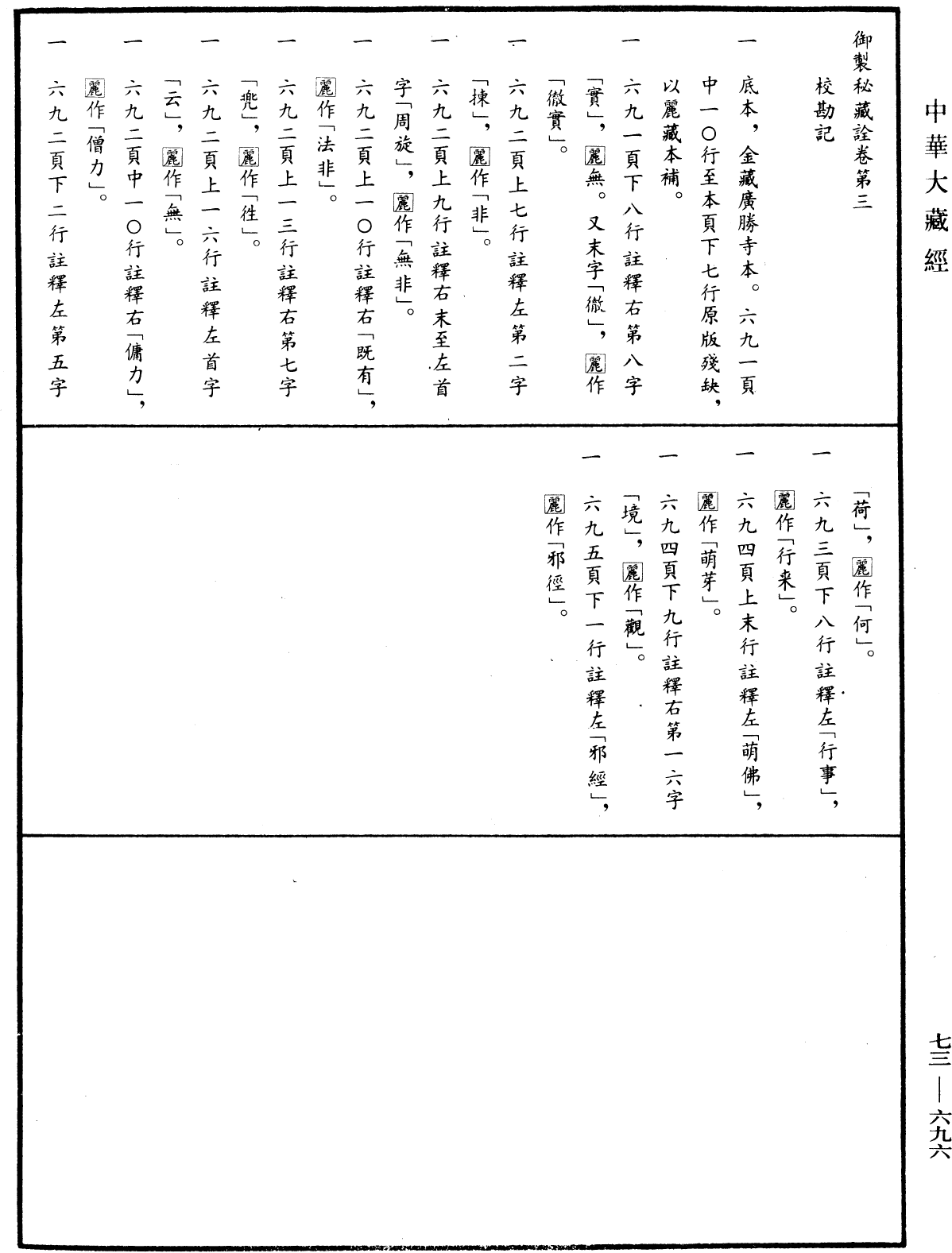 御製秘藏詮《中華大藏經》_第73冊_第0696頁