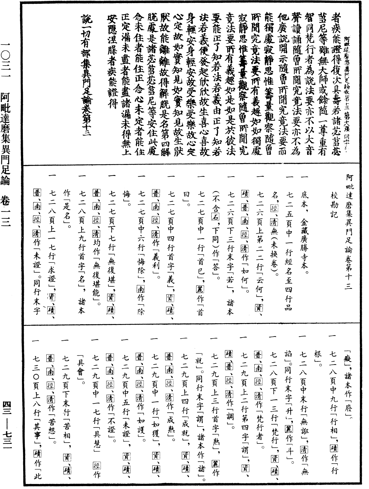 阿毗達磨集異門足論《中華大藏經》_第43冊_第731頁