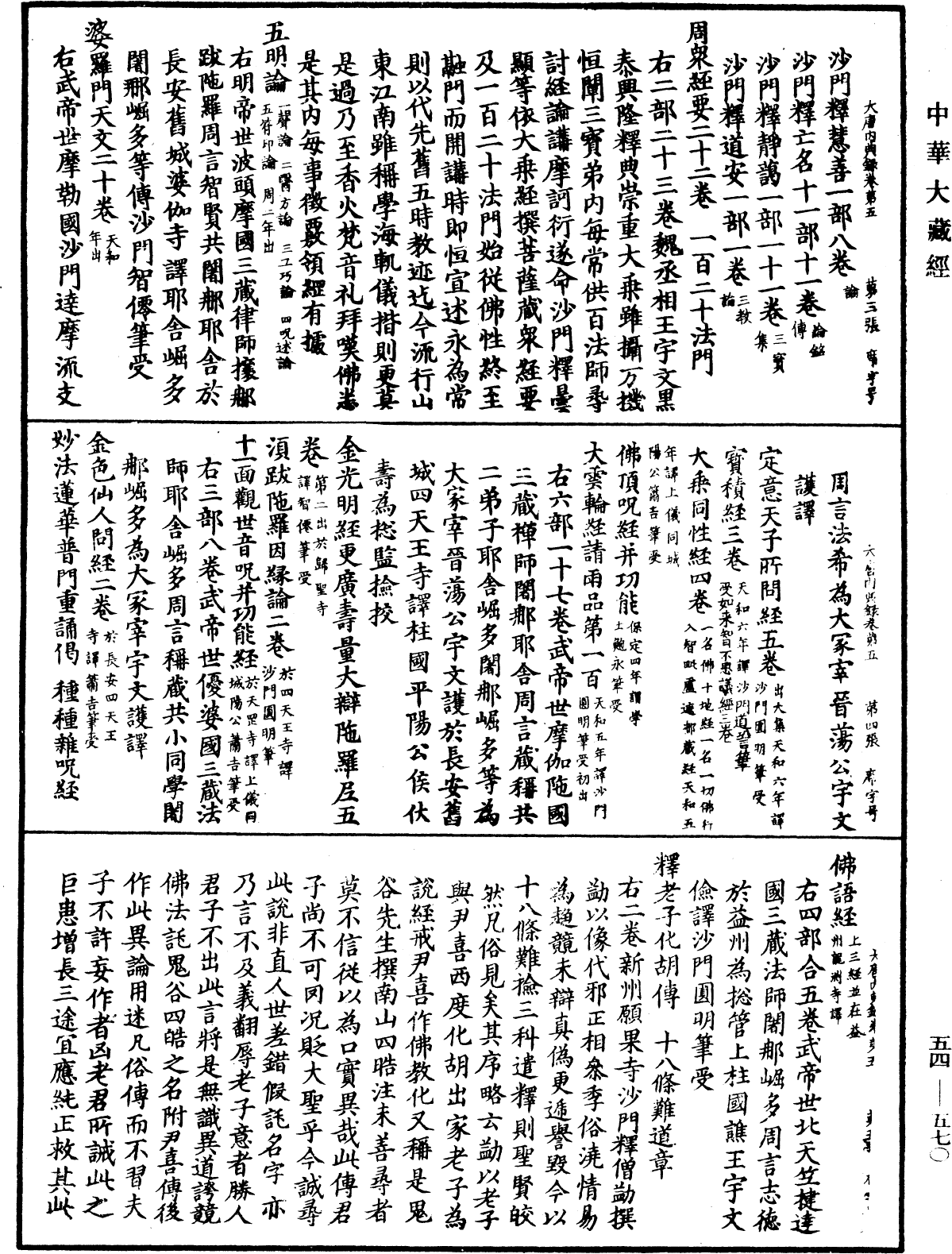 大唐内典录《中华大藏经》_第54册_第570页