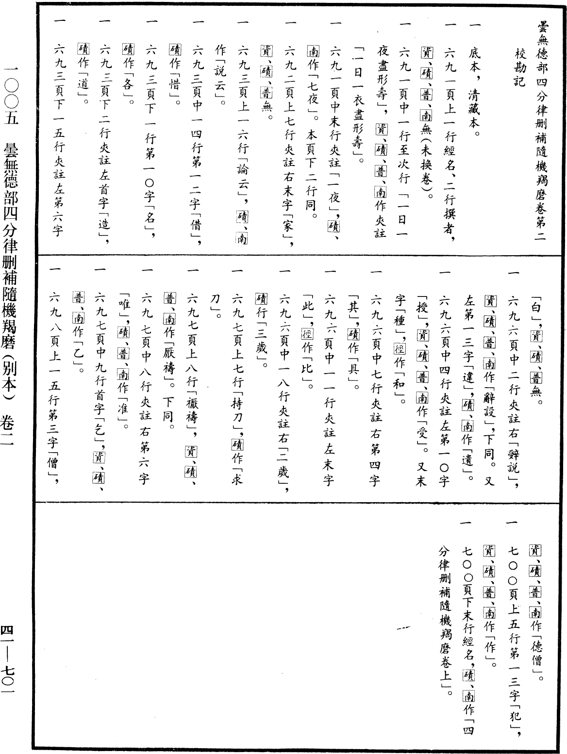 昙无德部四分律删补随机羯磨(别本)《中华大藏经》_第41册_第701页2