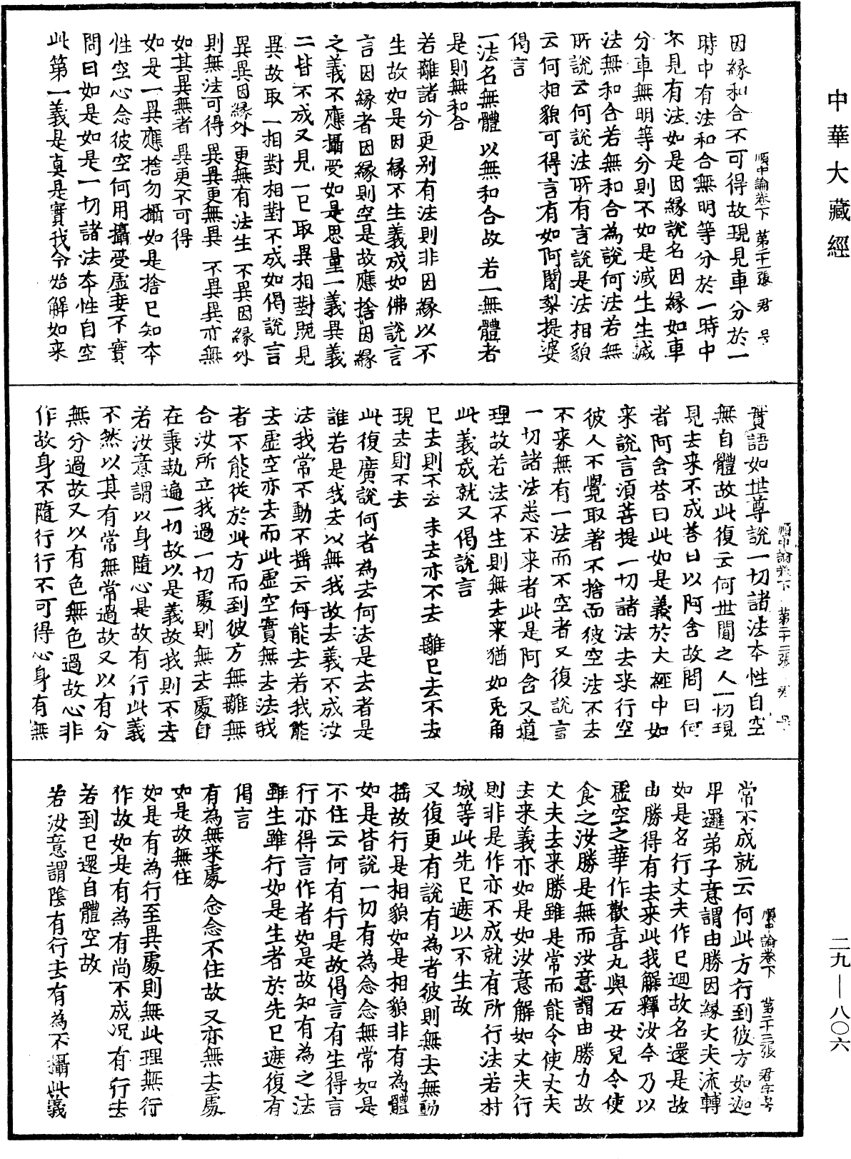 順中論義入大般若波羅蜜經初品法門《中華大藏經》_第29冊_第0806頁