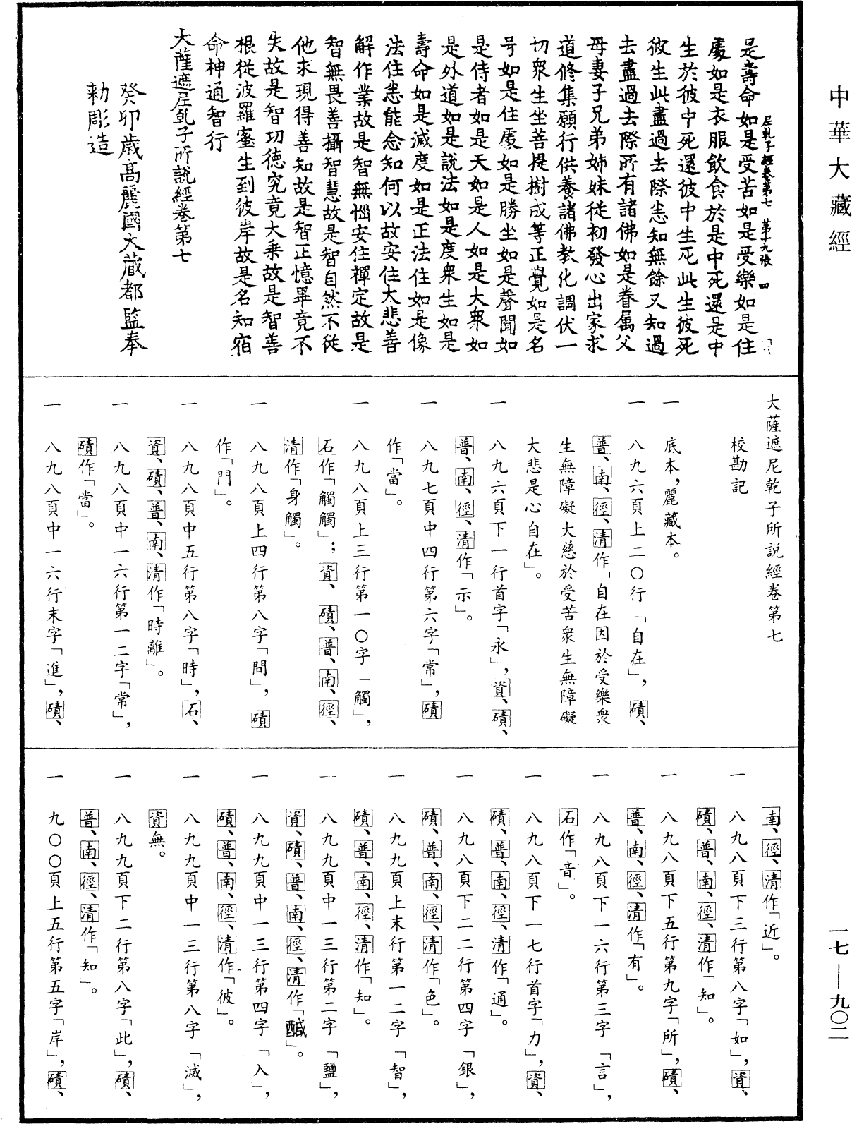 大薩遮尼乾子所說經《中華大藏經》_第17冊_第902頁